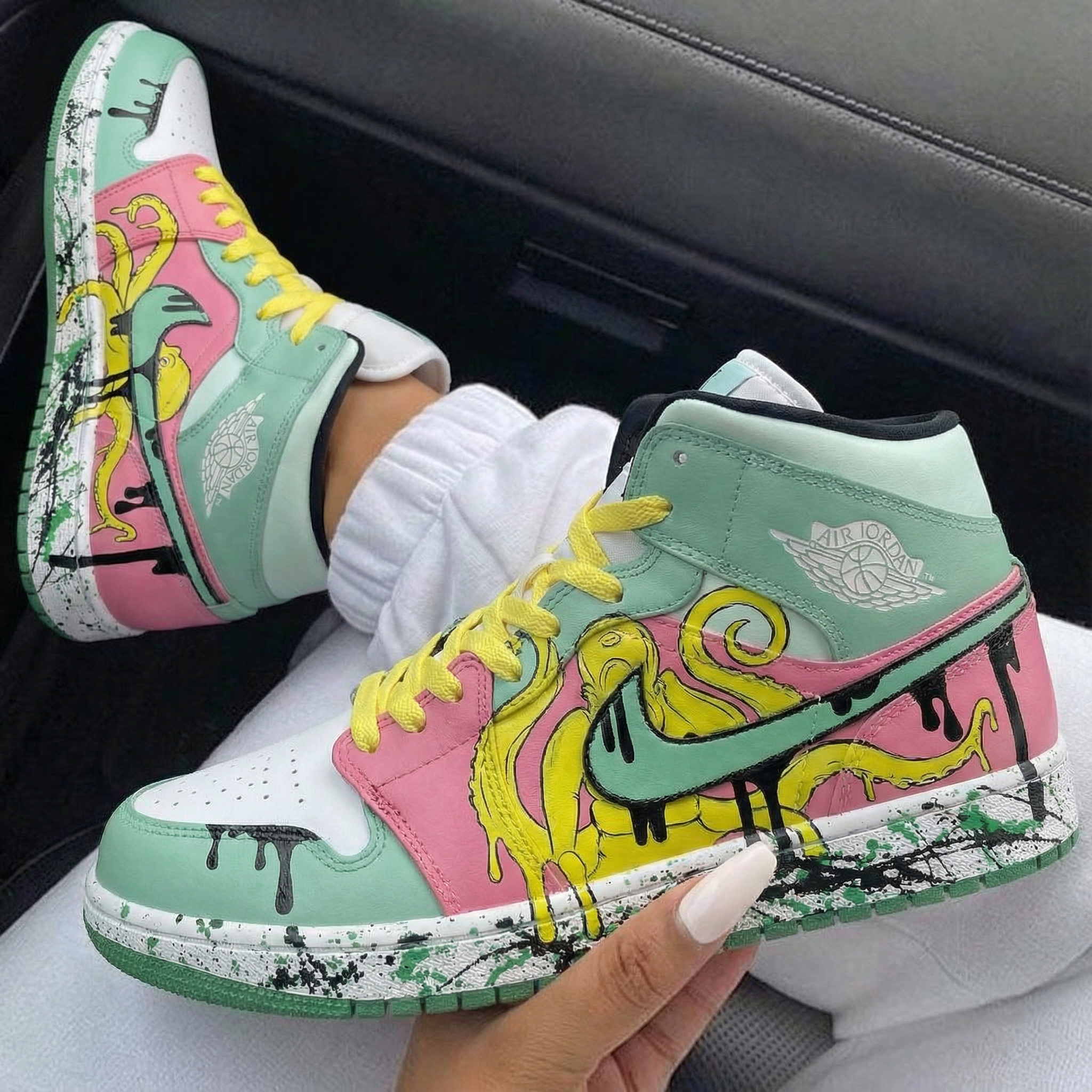 Baby Green Pink Octopus Custom Air Jordan 1-shecustomize
