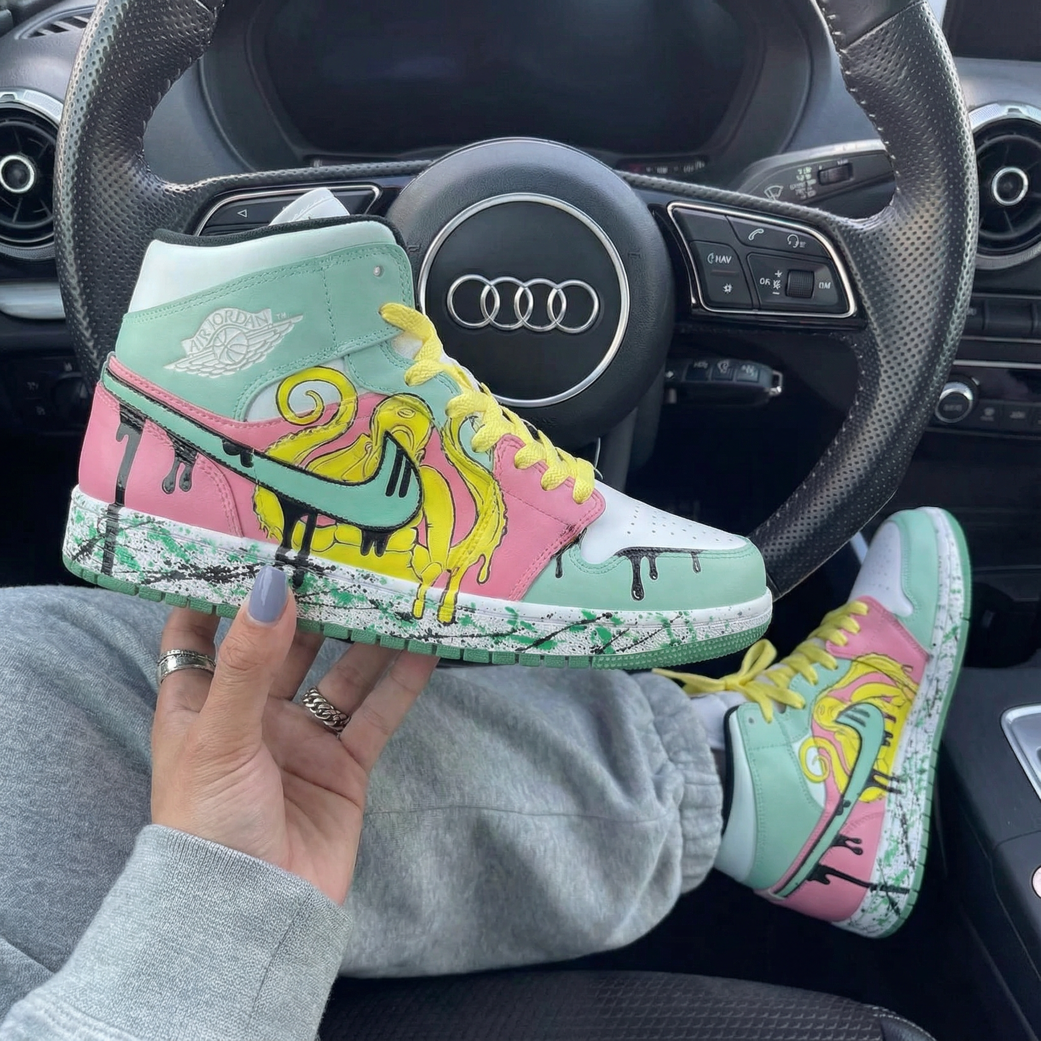 Baby Green Pink Octopus Custom Air Jordan 1-shecustomize