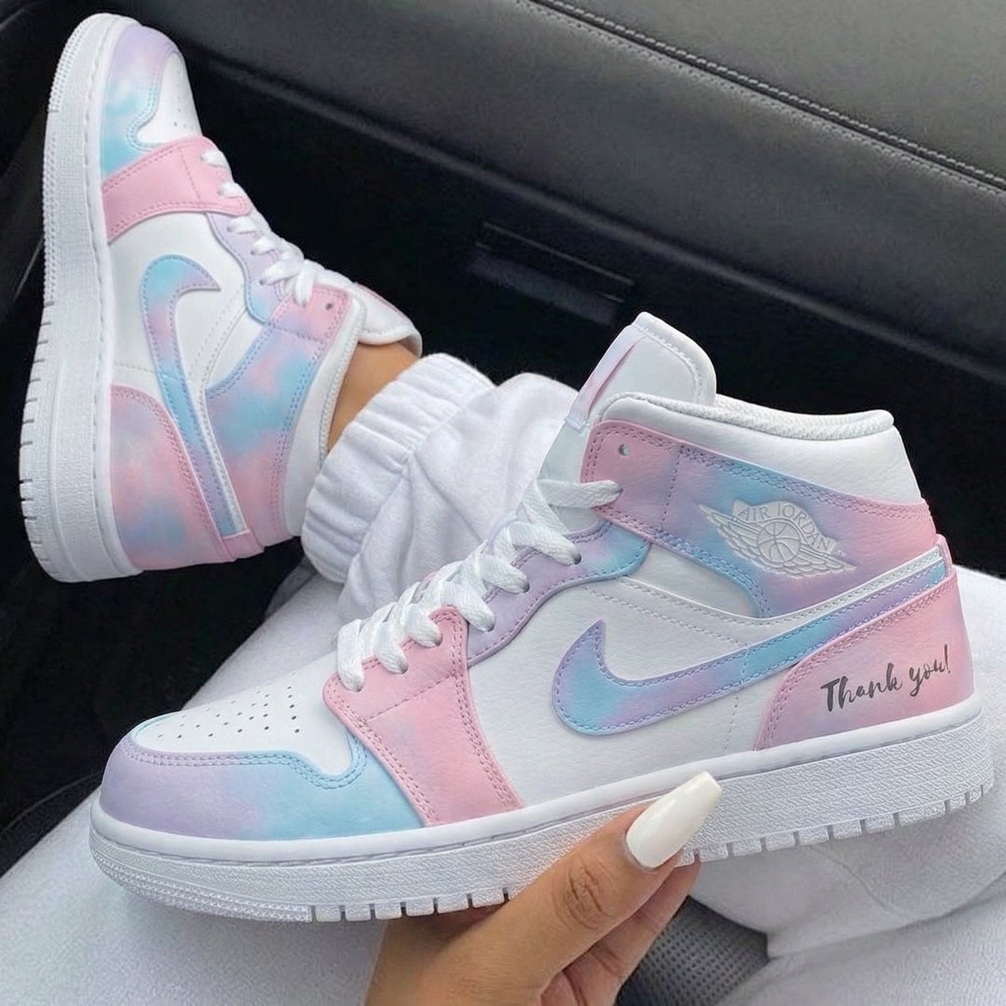 Baby Pink Baby Blue Tie - Dye Custom Air Jordan 1-shecustomize
