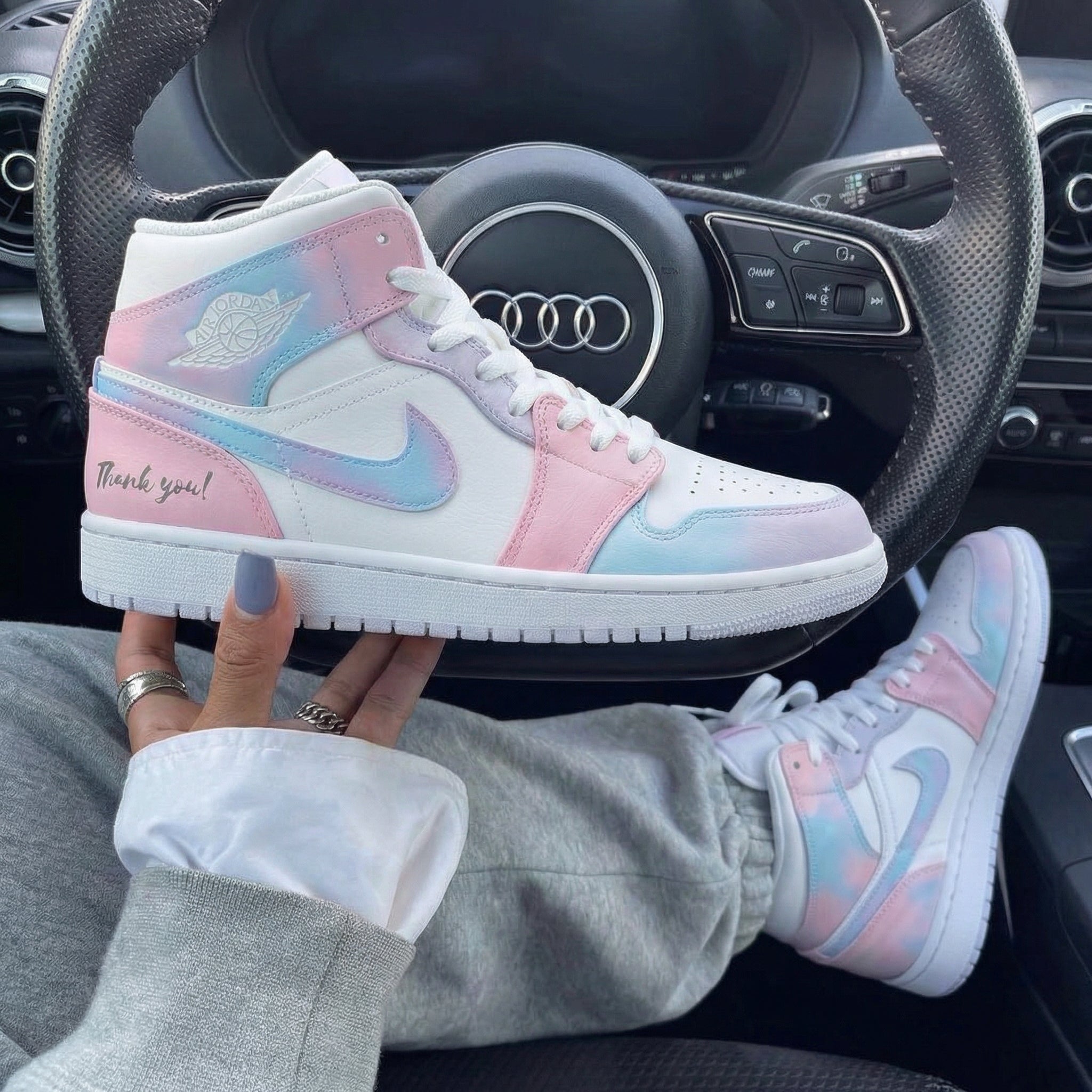 Baby Pink Baby Blue Tie - Dye Custom Air Jordan 1-shecustomize