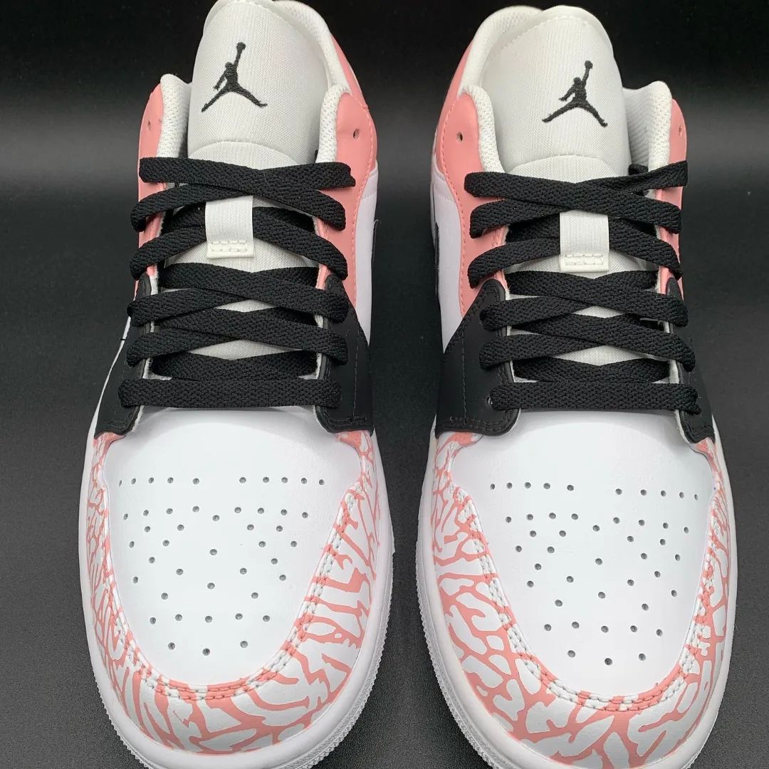 Baby Pink Crackle Pattern Custom Air Jordan 1-shecustomize