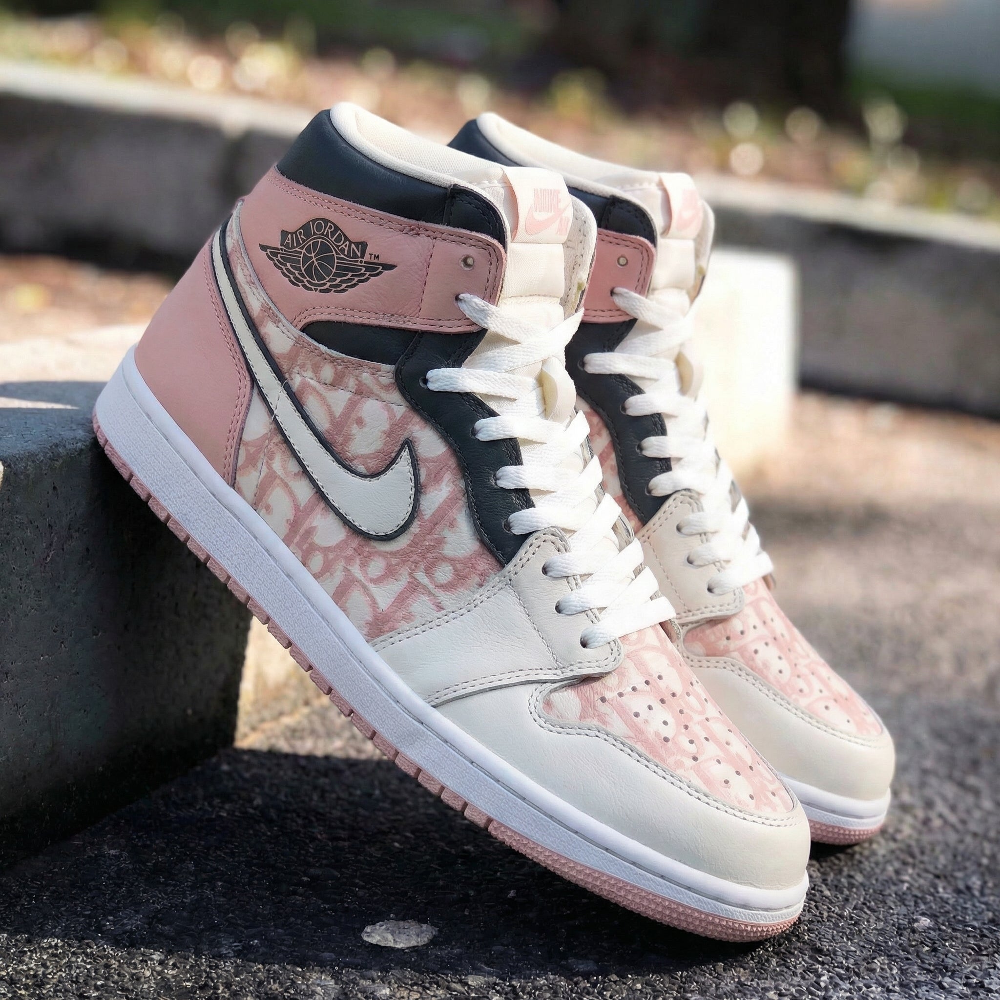 Baby Pink LV Pattern Custom Air Jordan 1-shecustomize