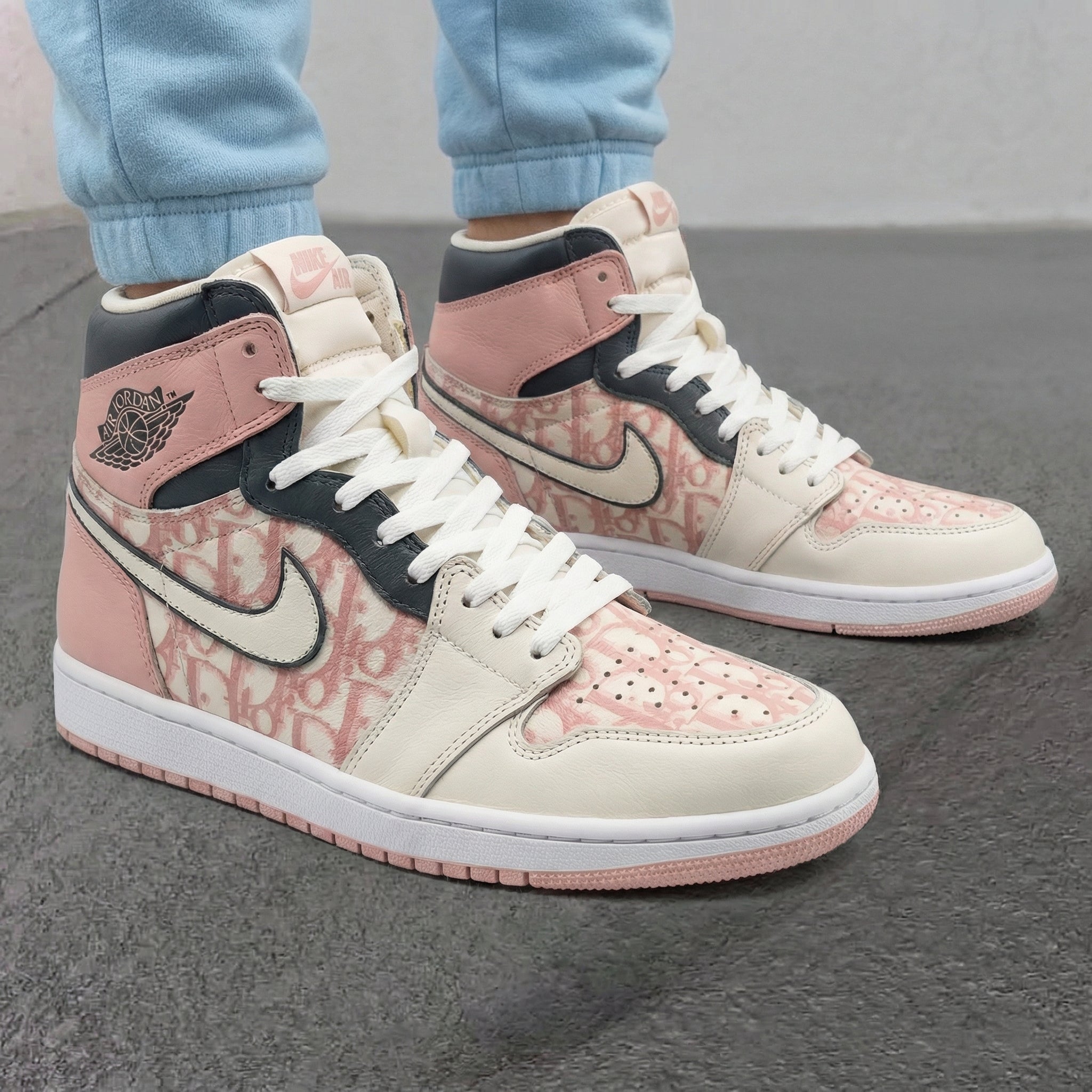 Baby Pink LV Pattern Custom Air Jordan 1-shecustomize