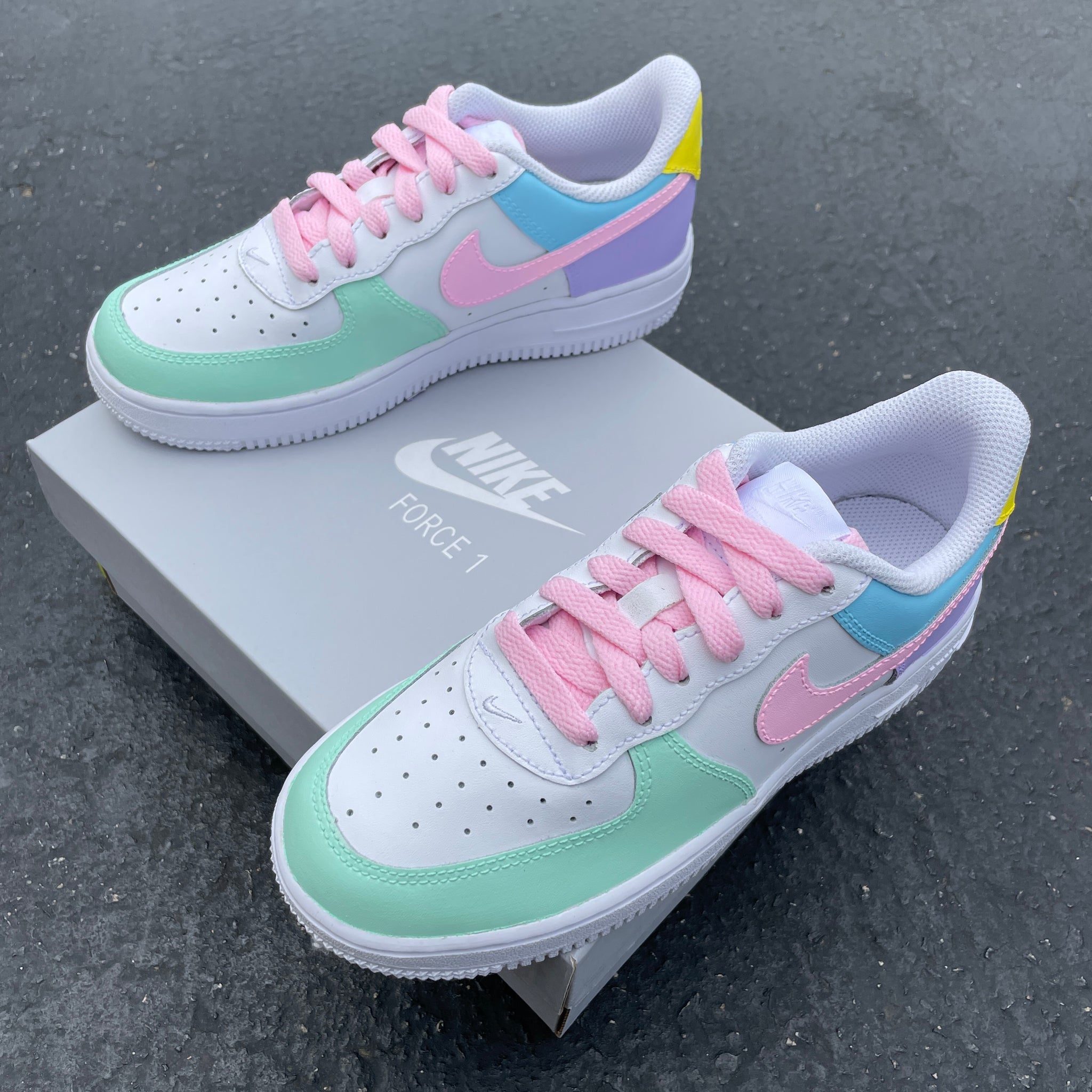 Baby Pink Mint Blue Multicolor Custom Air Force 1-shecustomize