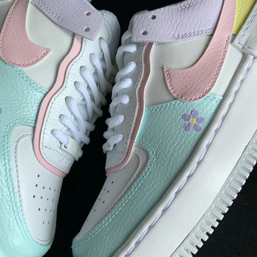 Baby Pink Mint Floral Custom Air Force 1-shecustomize