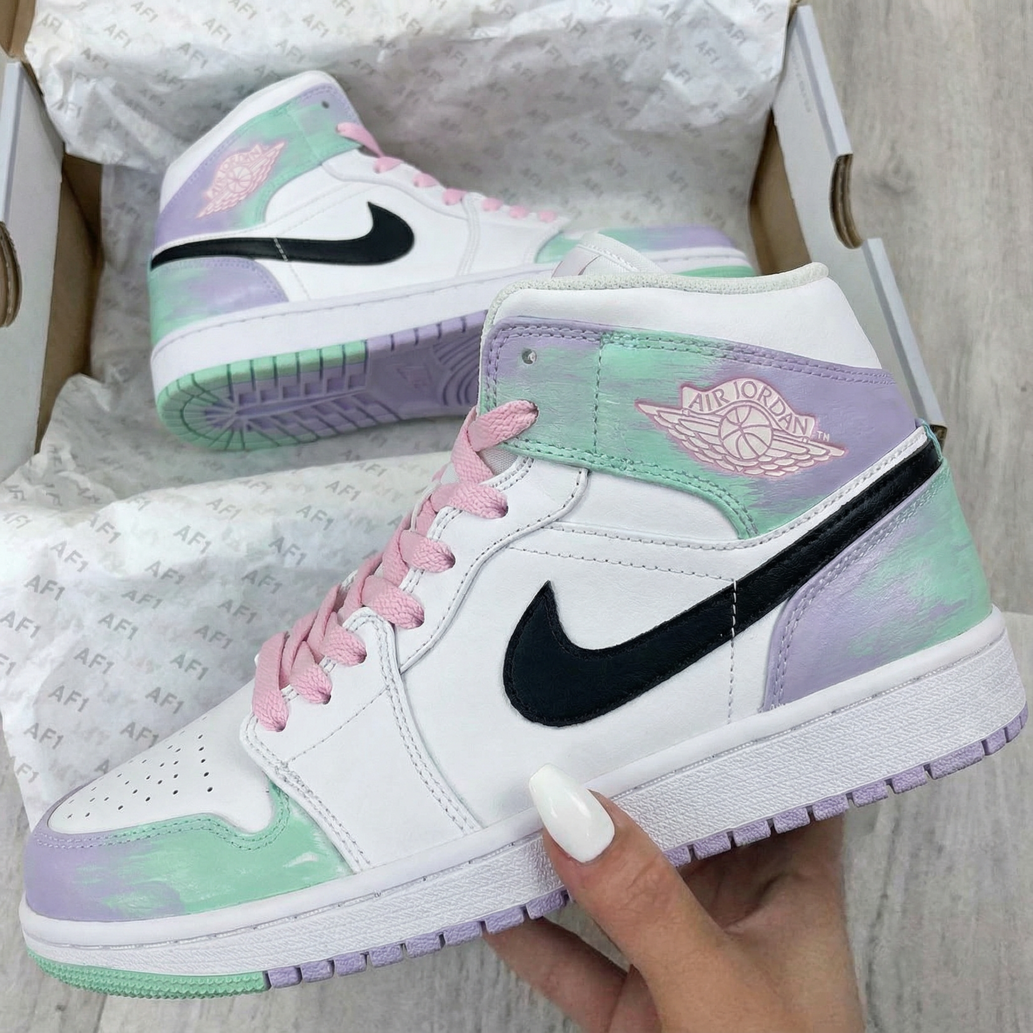 Baby Pink Mint Purple Custom Air Jordan 1-shecustomize