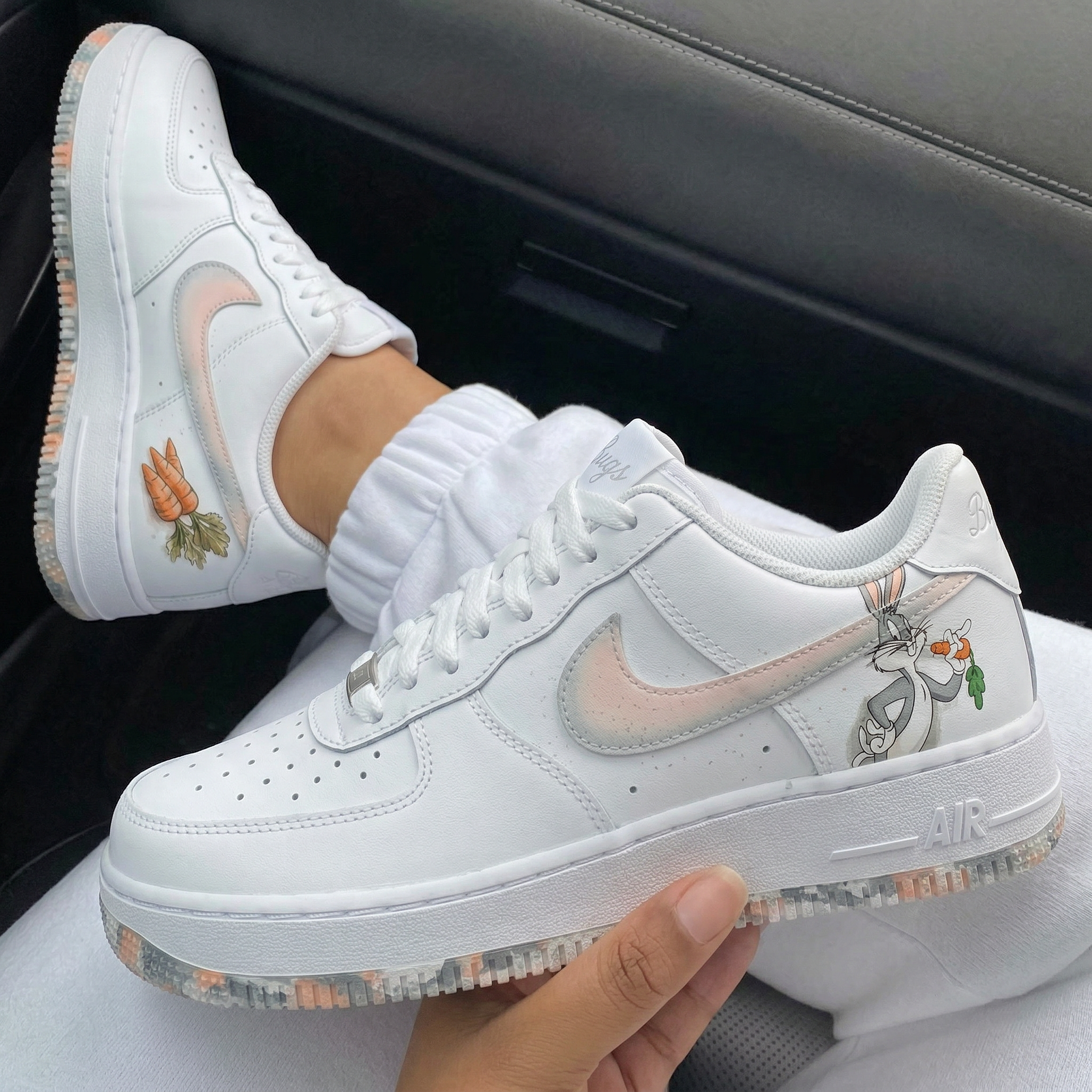 Baby Pink Orange Bugs Bunny Carrots Custom Air Force 1-shecustomize