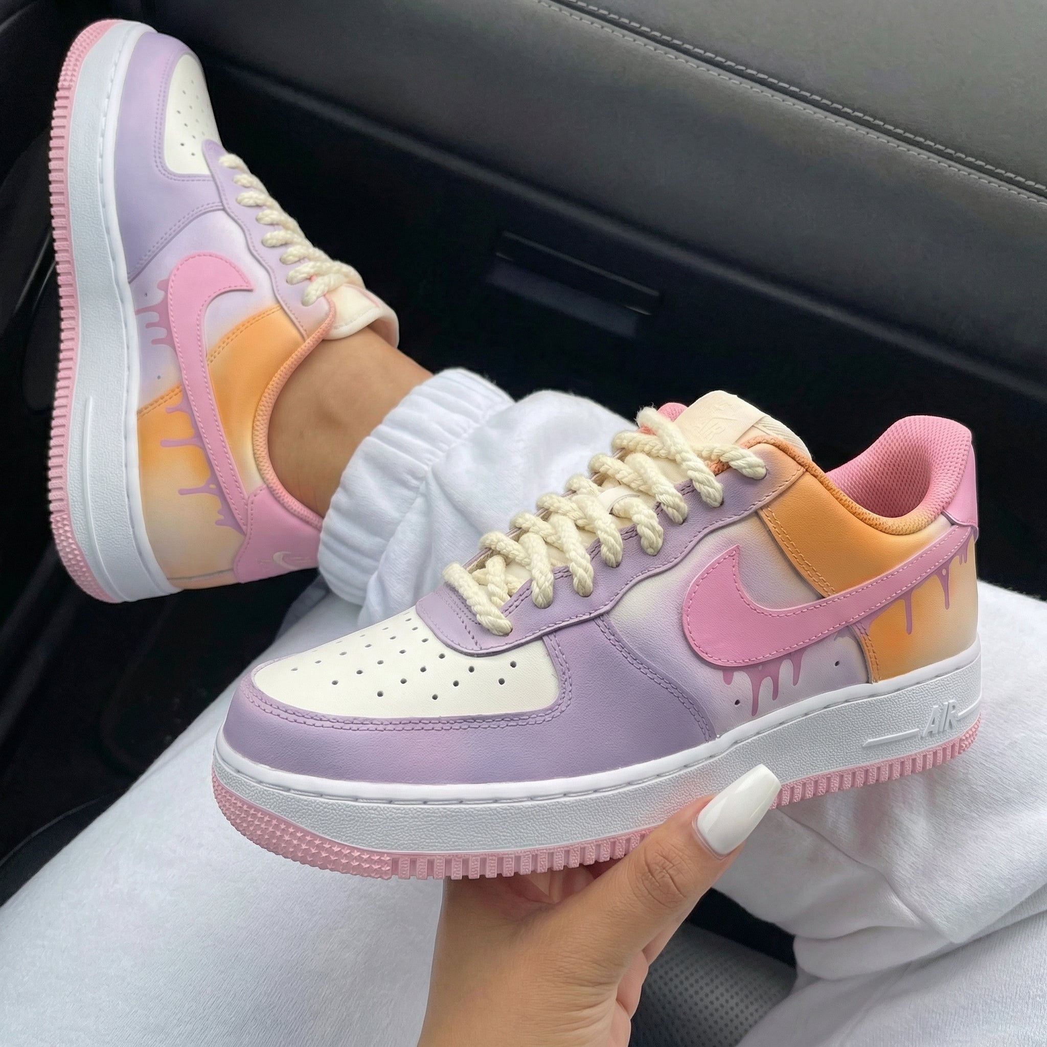 Baby Pink Orange Drip Custom Air Force 1-shecustomize