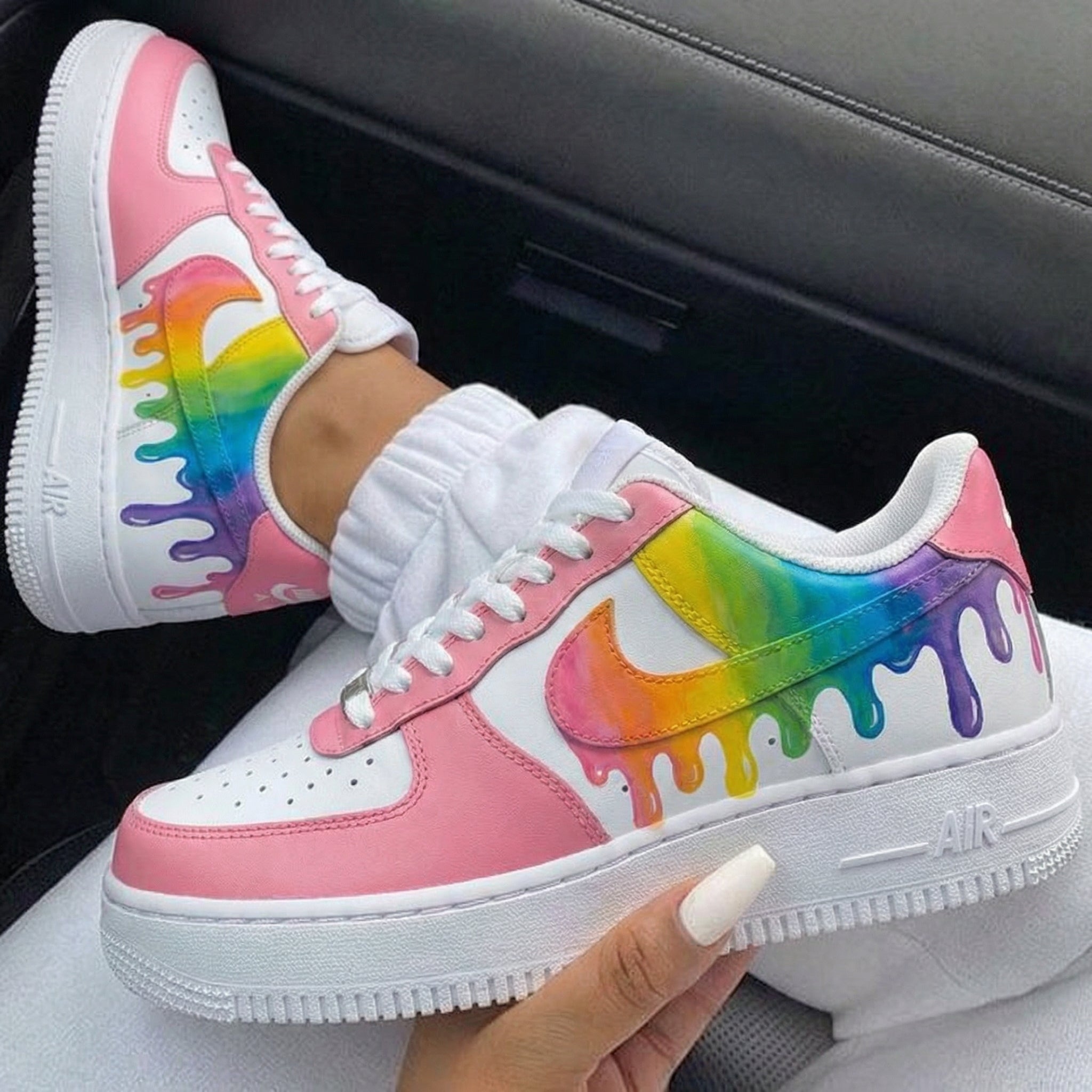 Baby Pink Rainbow Drip Custom Air Force 1-shecustomize