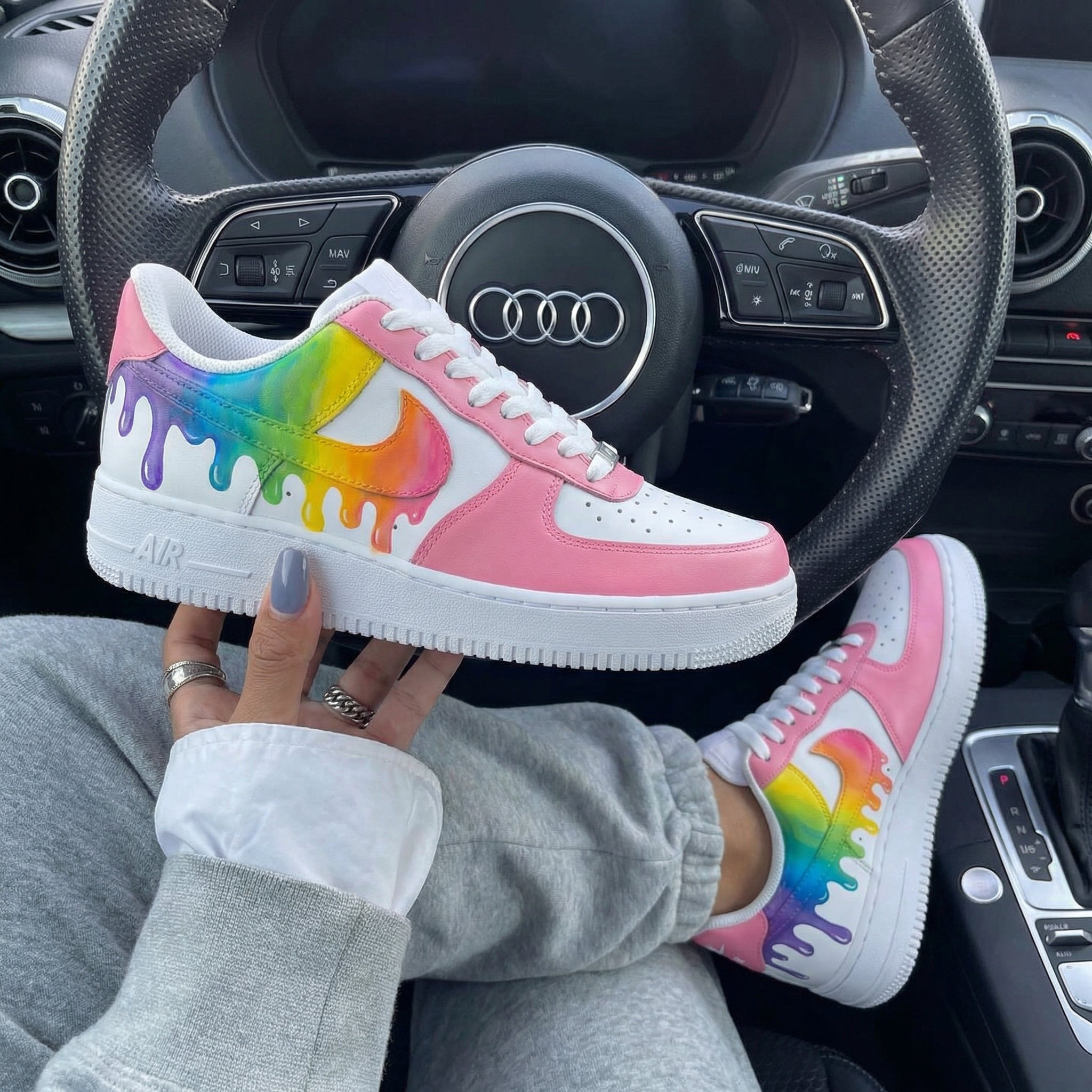 Baby Pink Rainbow Drip Custom Air Force 1-shecustomize