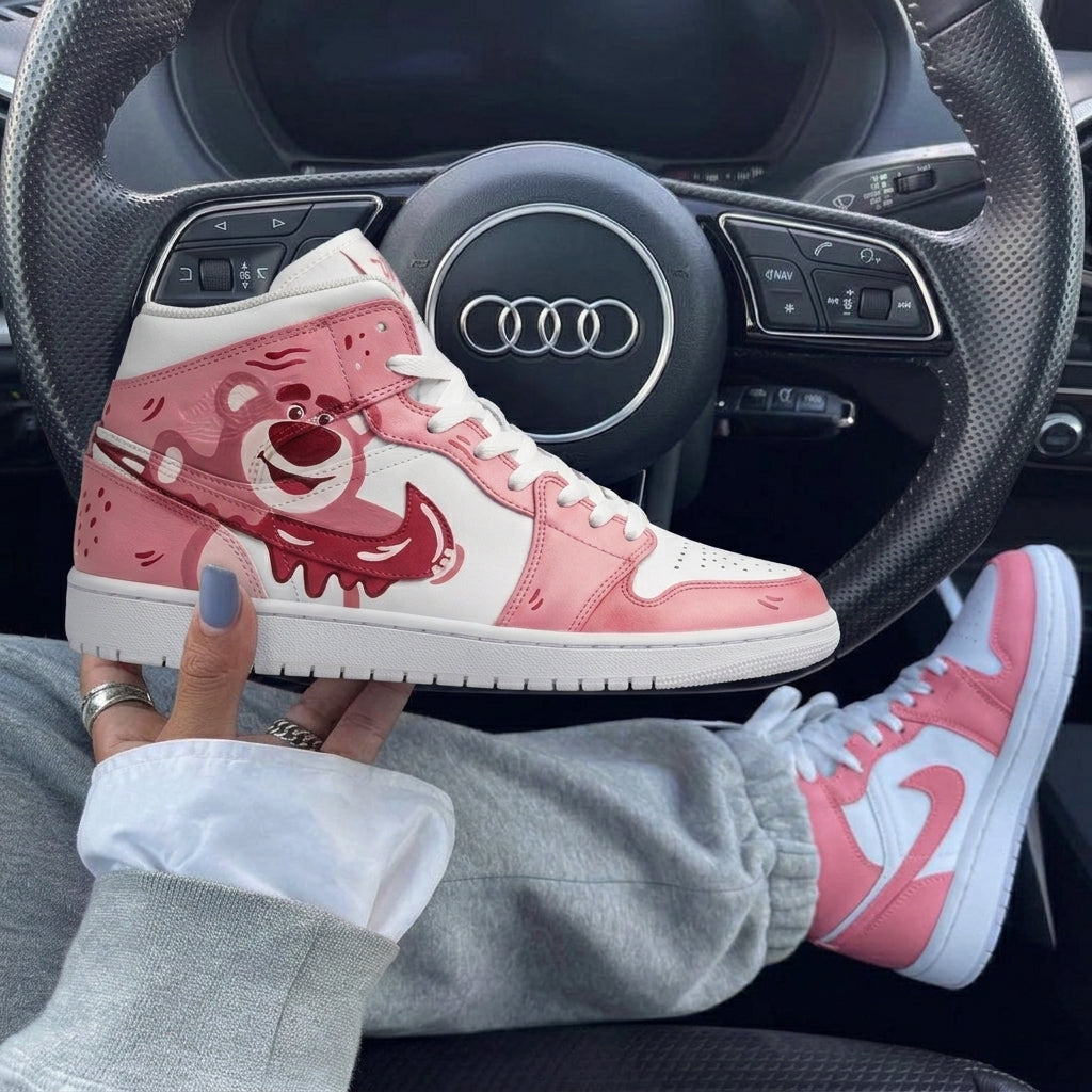 Baby Pink Red Lotso Bear Custom Air Jordan 1-shecustomize