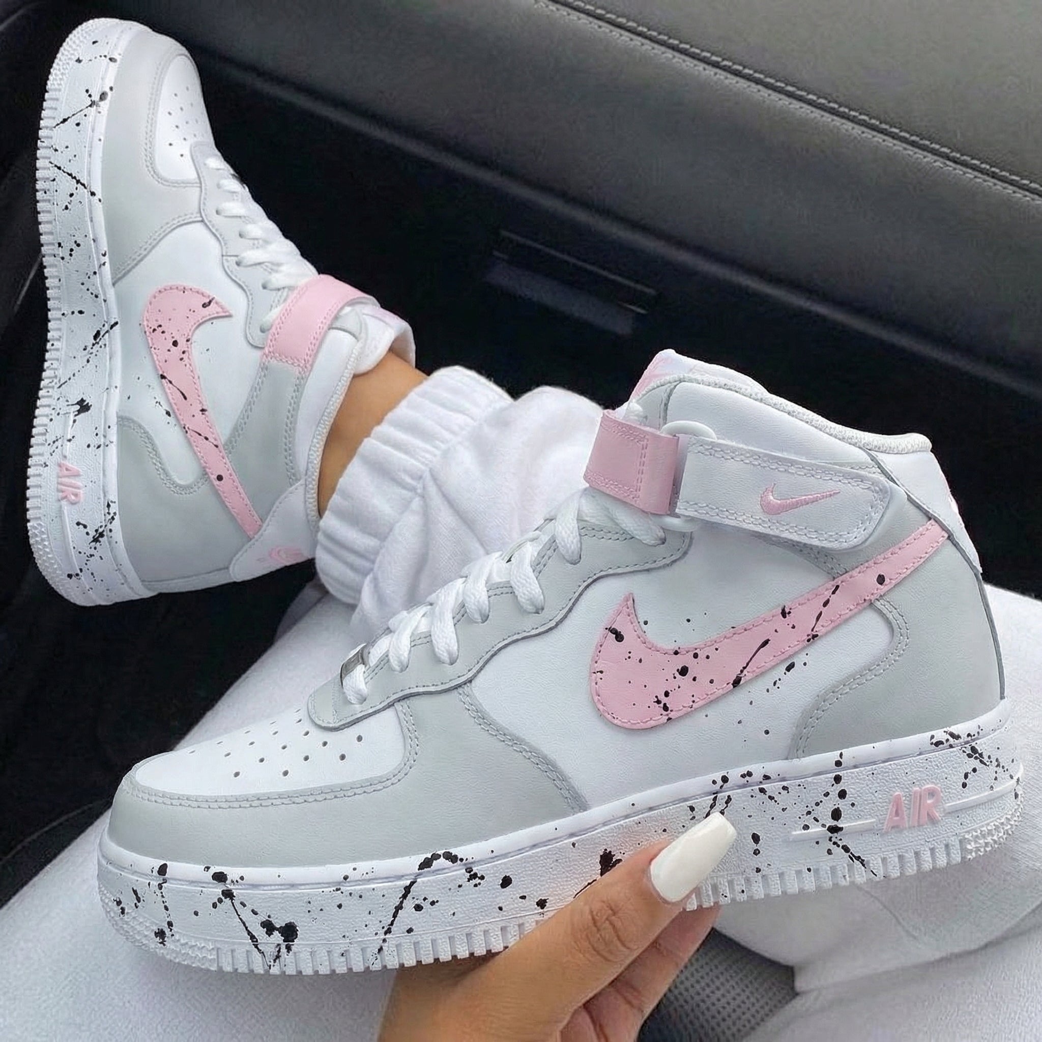 Baby Pink Splatter Custom Air Force 1-shecustomize
