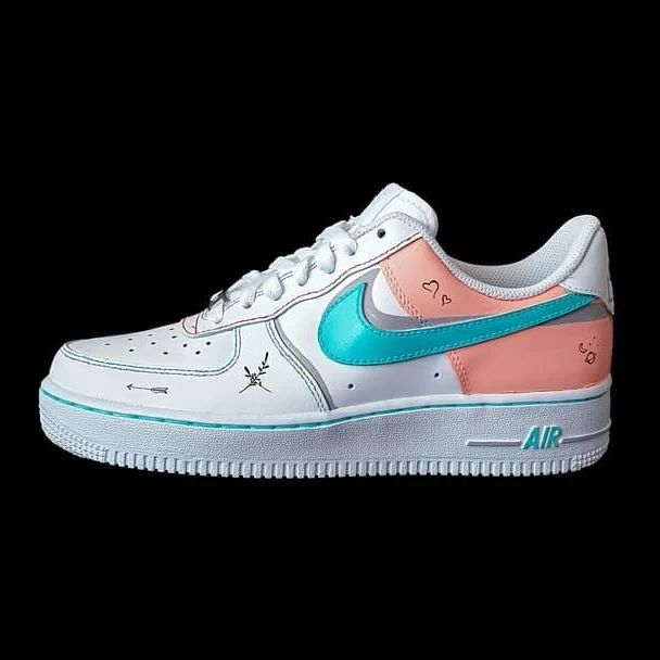Baby Pink Teal Heart - Themed Custom Air Force 1-shecustomize