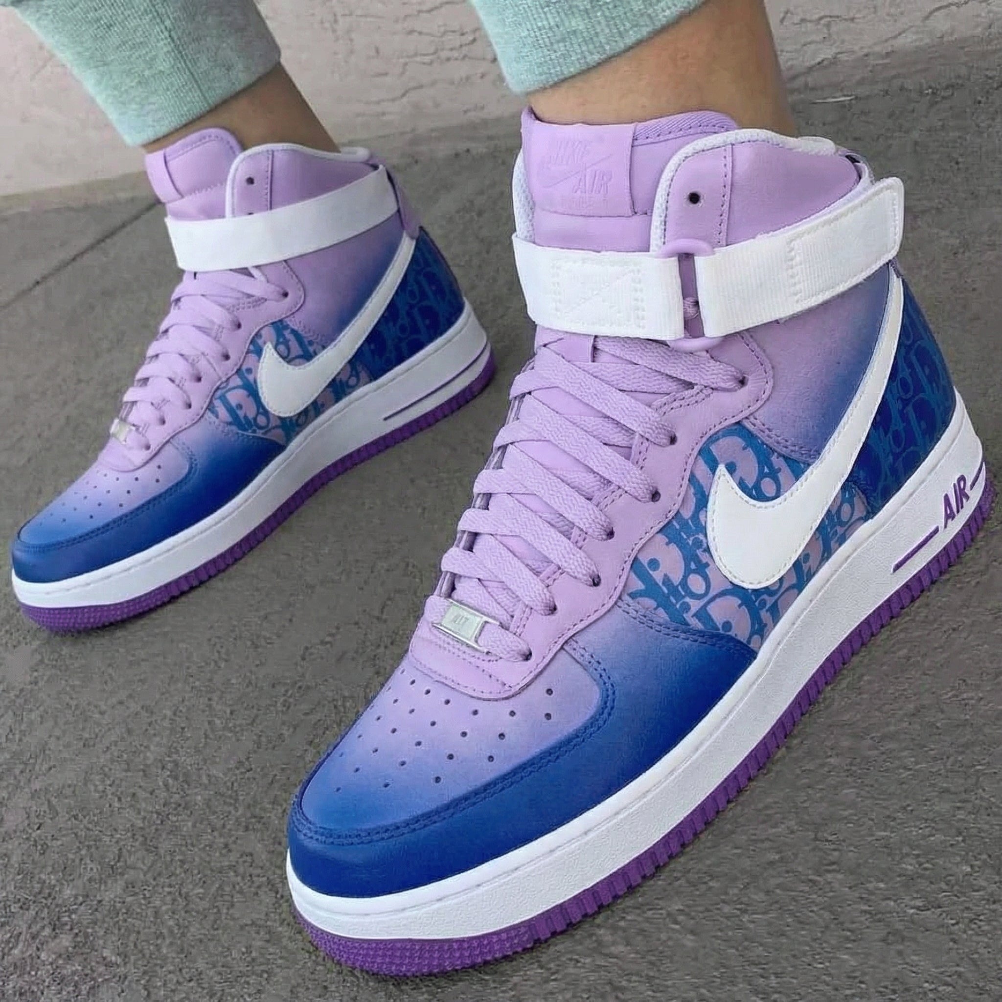 Baby Purple Blue Dior - inspired Custom Air Force 1-shecustomize