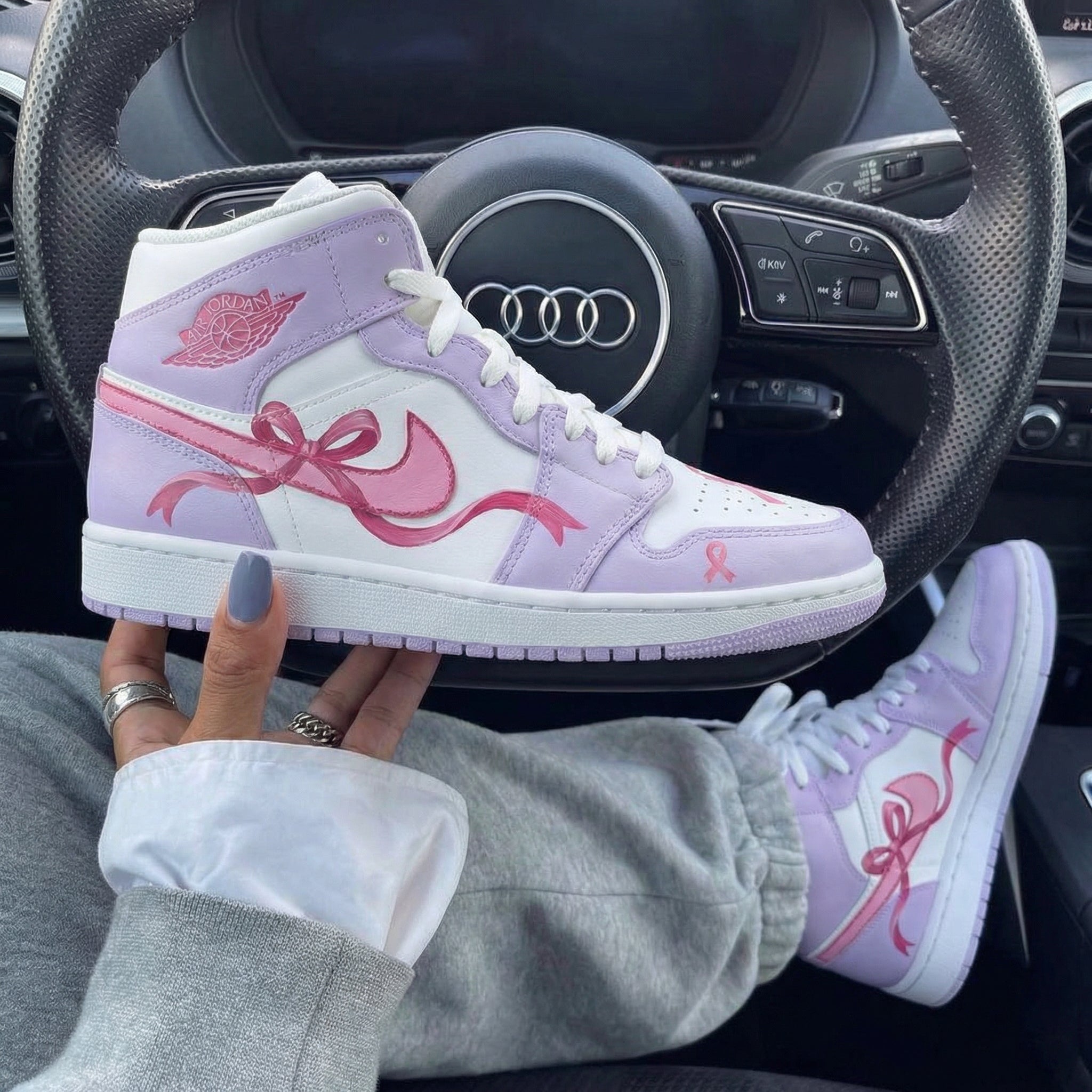 Baby Purple Pink Ribbon Custom Air Jordan 1-shecustomize