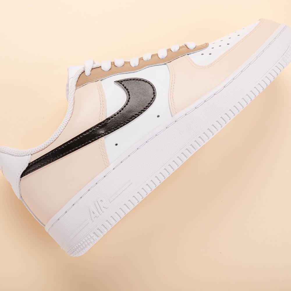 Beige Black Air Force 1s Custom Shoes Sneakers-shecustomize