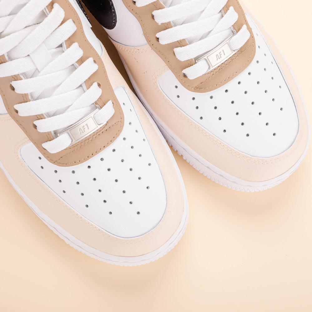 Beige Black Air Force 1s Custom Shoes Sneakers-shecustomize