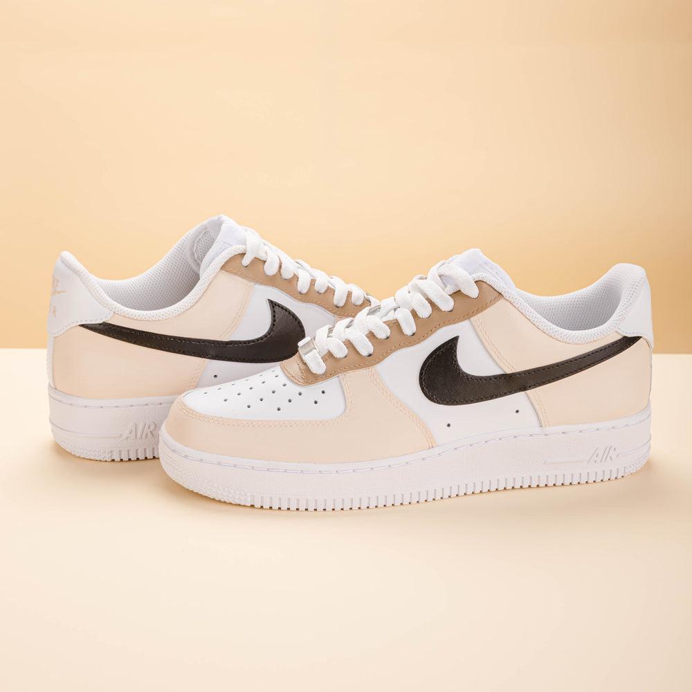 Beige Black Air Force 1s Custom Shoes Sneakers-shecustomize