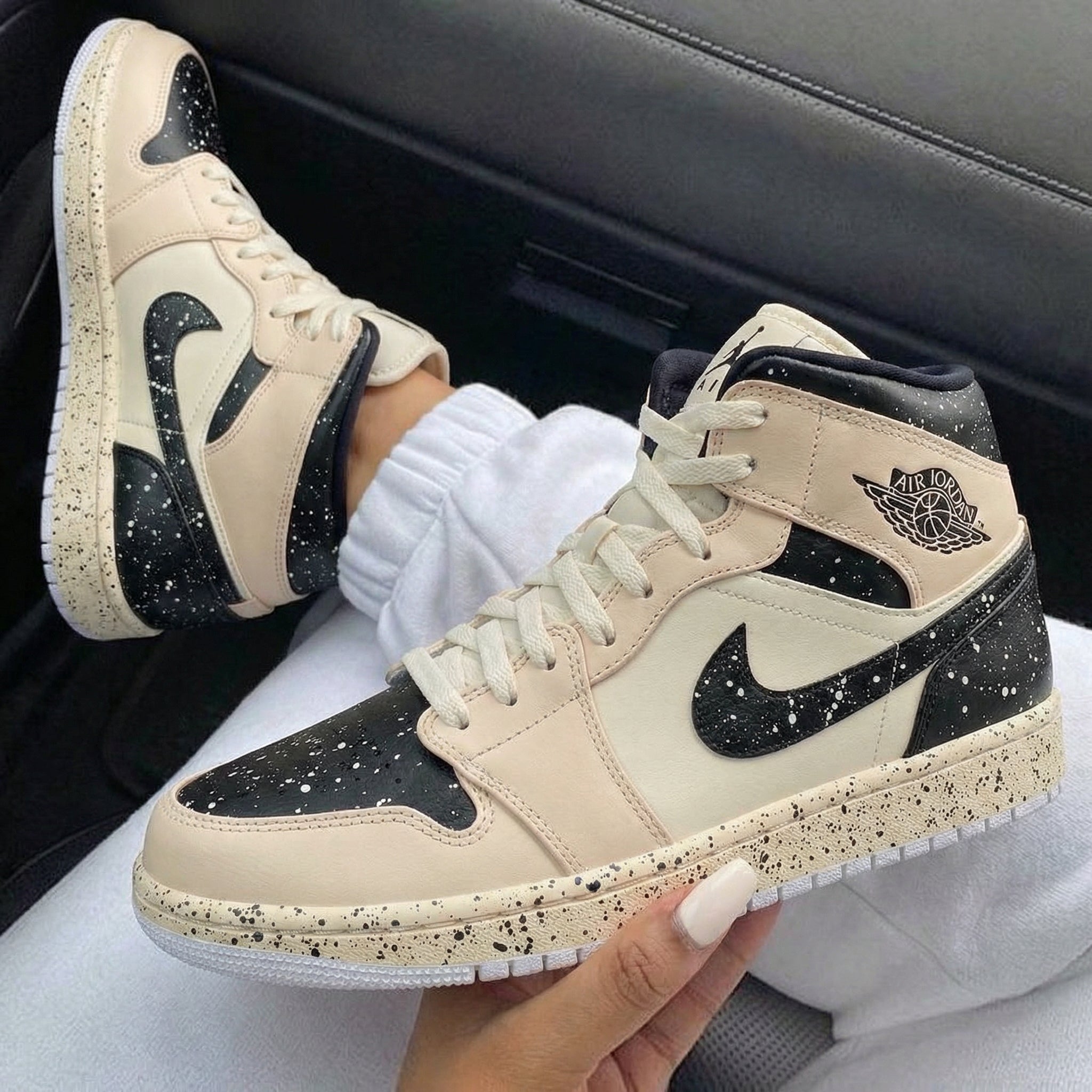 Beige Black Speckle Custom Air Jordan 1-shecustomize