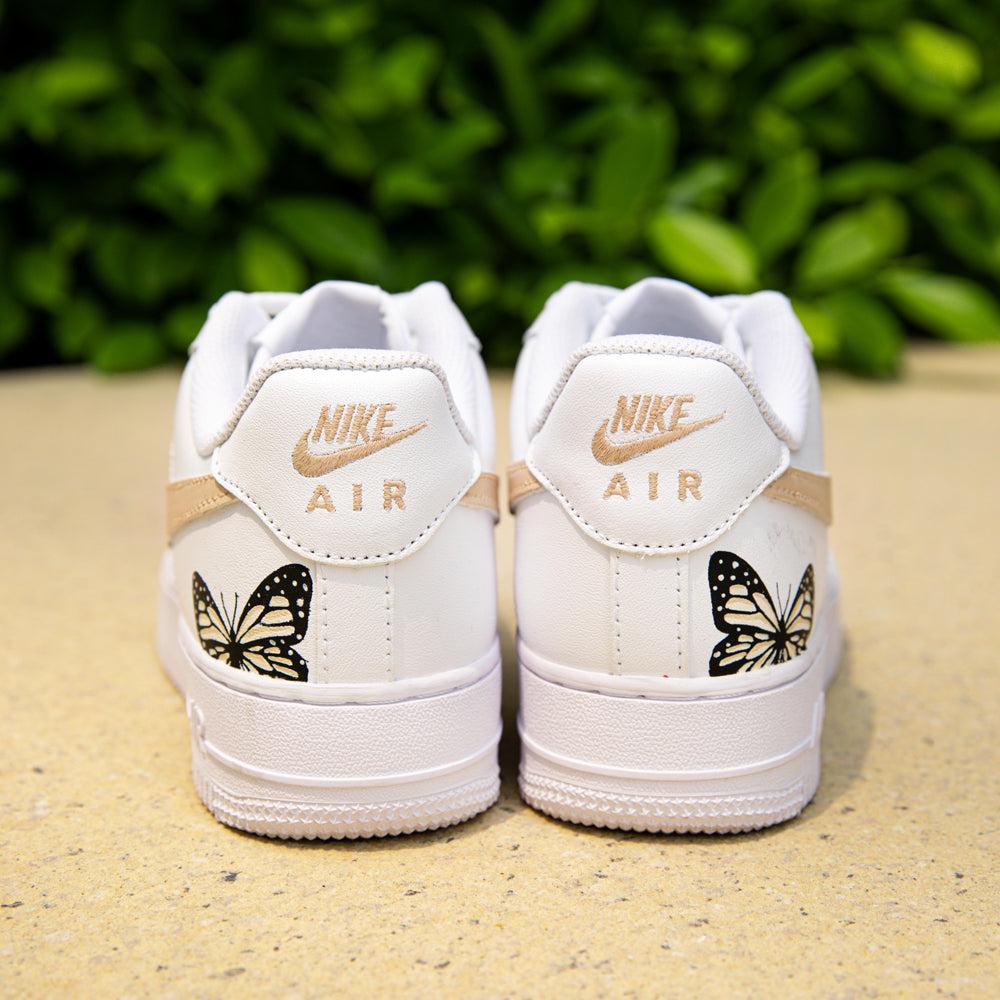 Beige Butterfly Air Force 1s Custom Shoes Sneakers-shecustomize