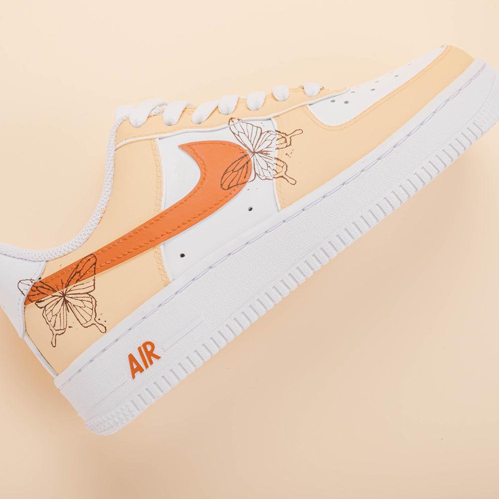 Beige Butterfly Air Force 1s Custom Shoes Sneakers-shecustomize