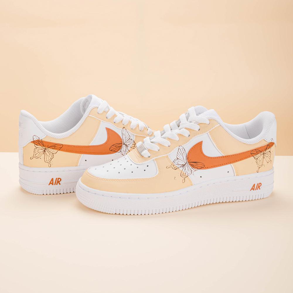 Beige Butterfly Air Force 1s Custom Shoes Sneakers-shecustomize