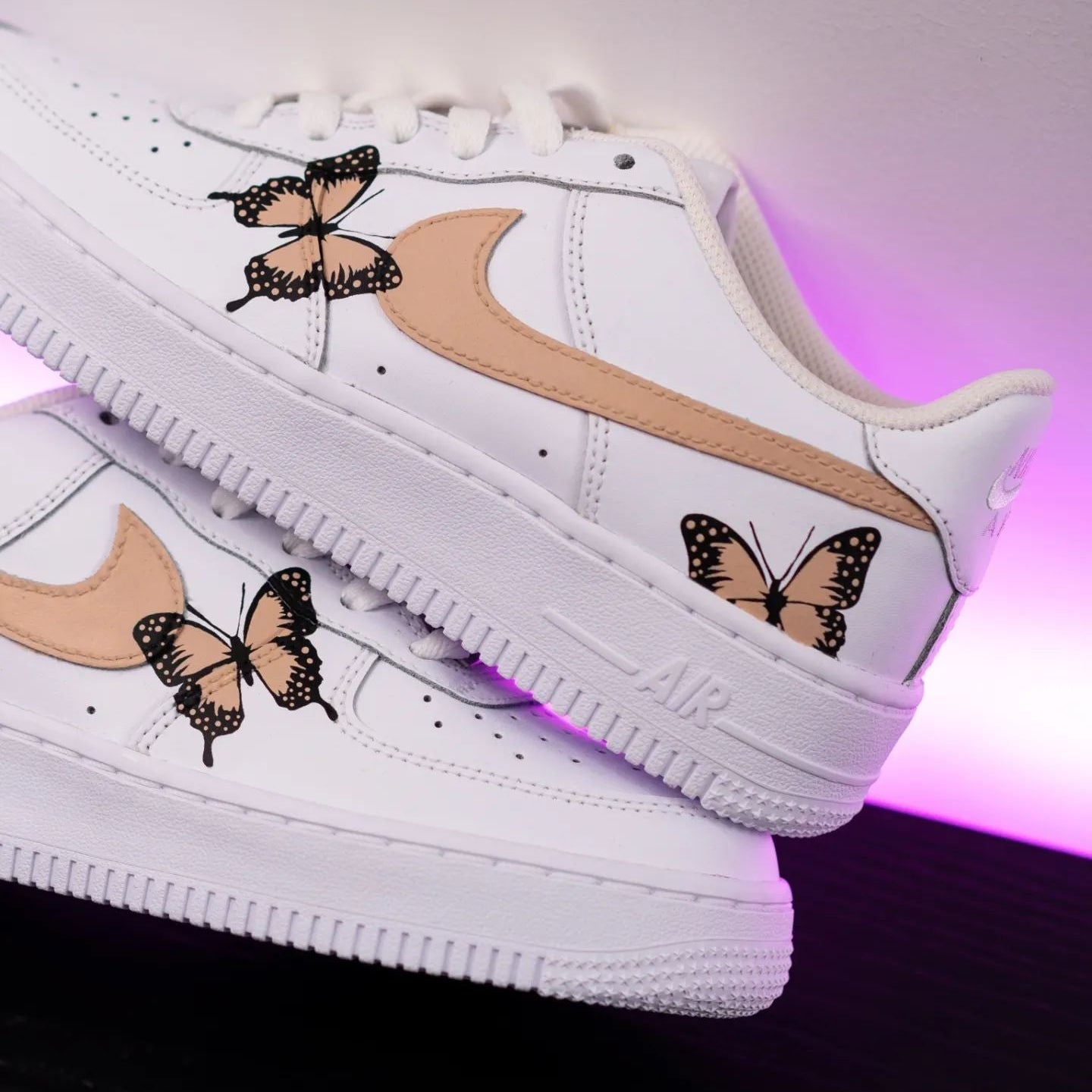 Beige Butterfly Custom Air Force 1-shecustomize