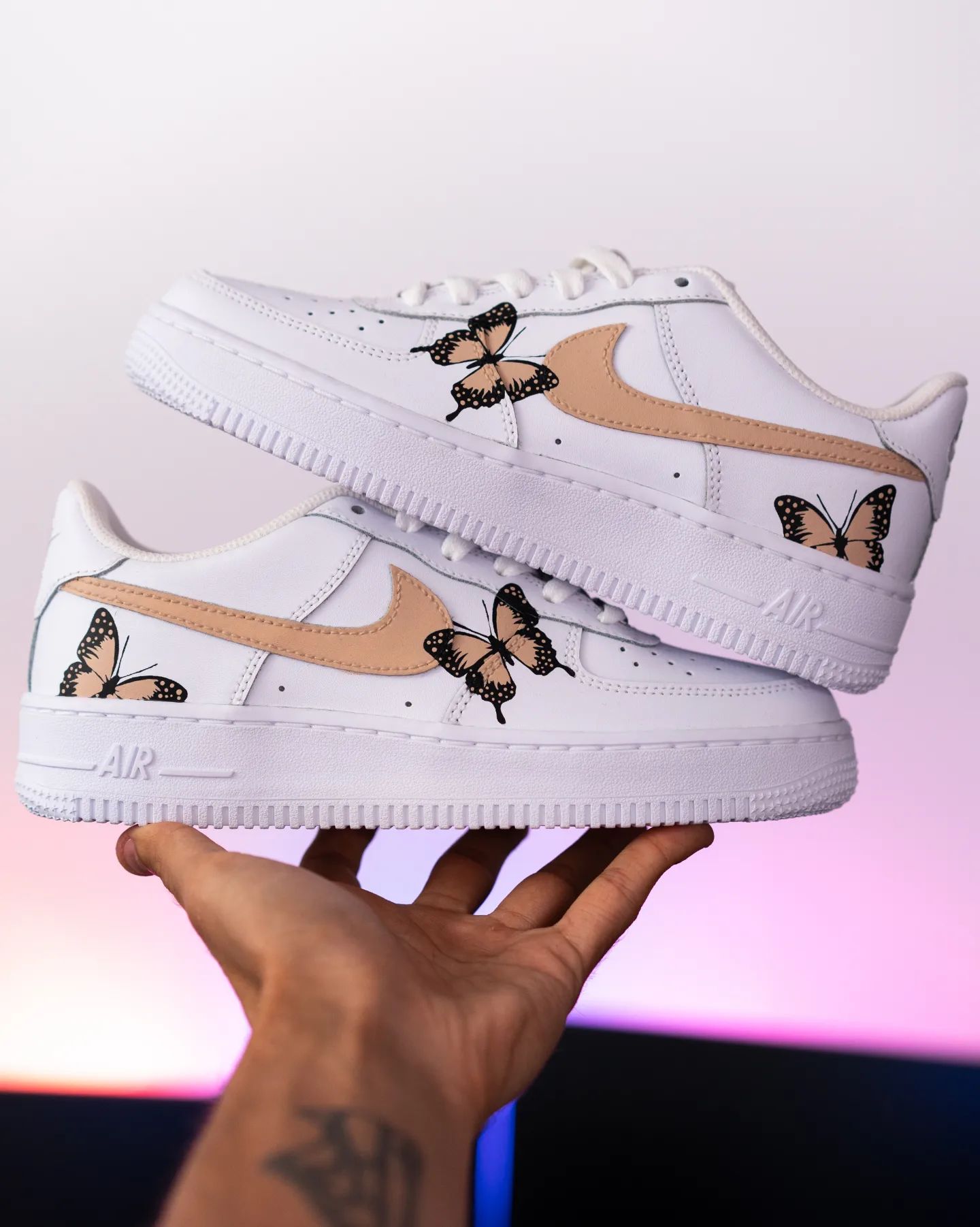 Beige Butterfly Custom Air Force 1-shecustomize