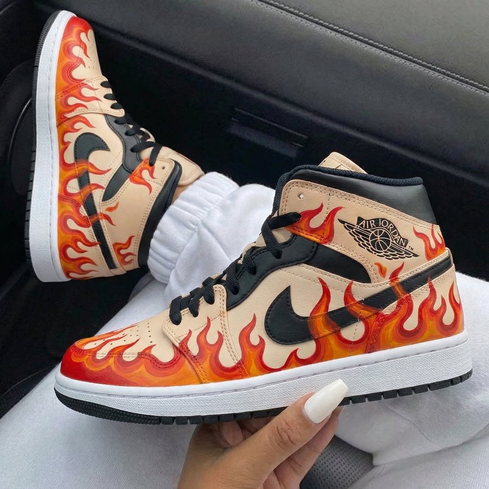 Beige Flame Custom Air Jordan 1-shecustomize