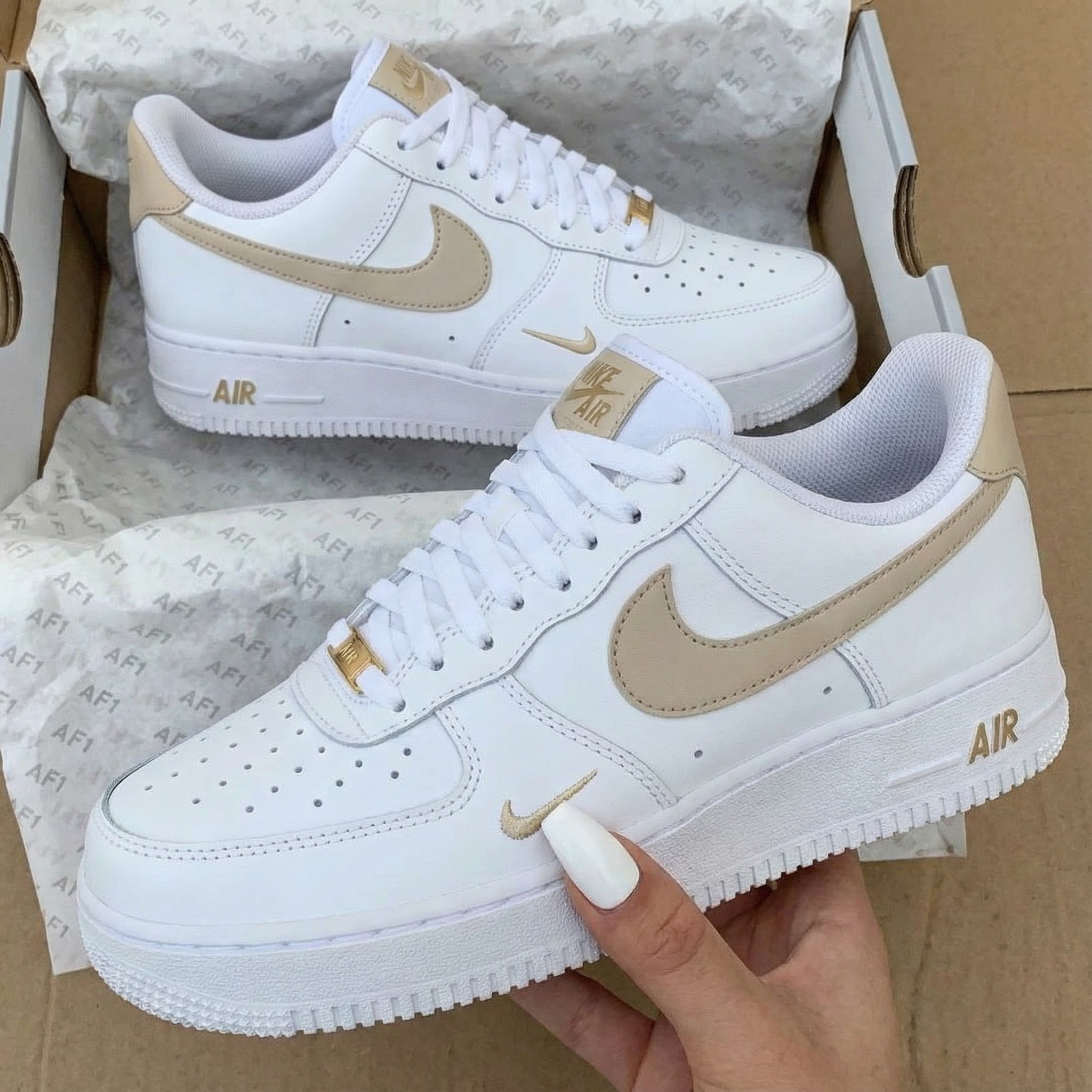 Beige Gold Custom Air Force 1-shecustomize