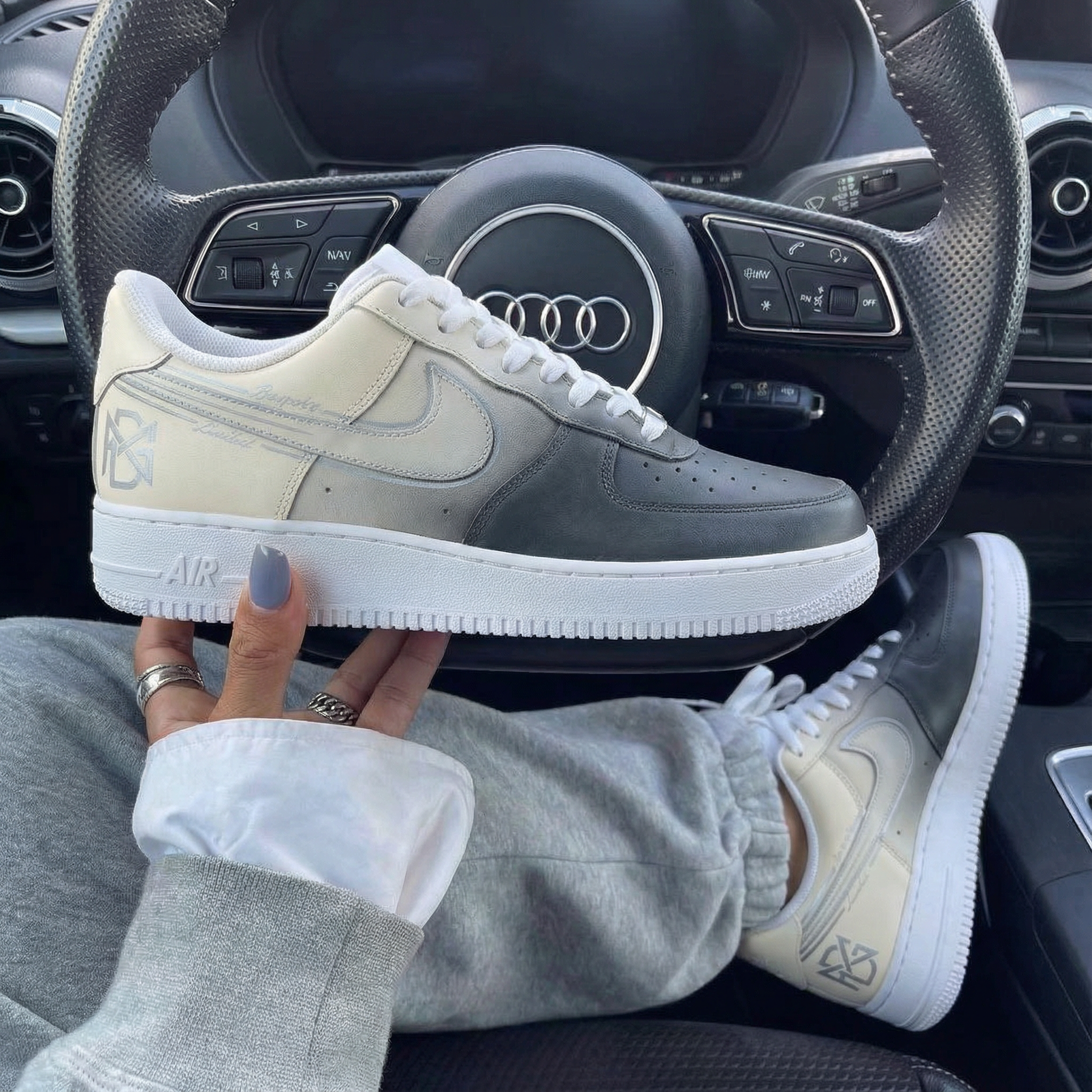 Beige Gray Custom Air Force 1-shecustomize