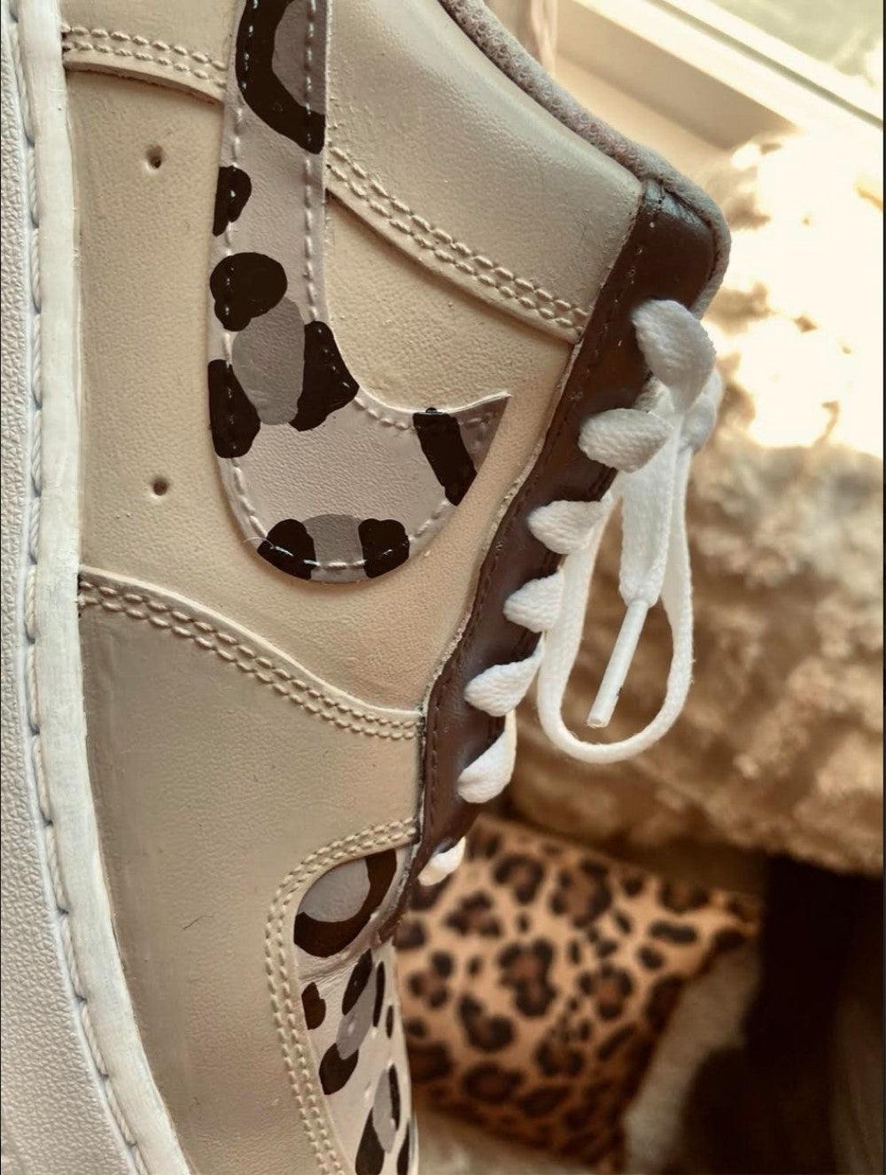 Beige leopard print Custom Air Force 1-shecustomize