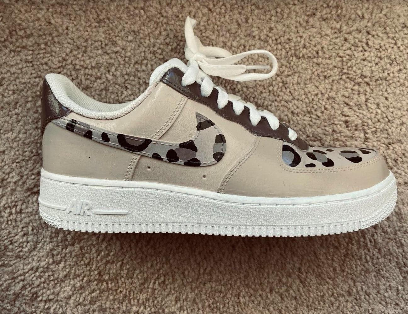 Beige leopard print Custom Air Force 1-shecustomize