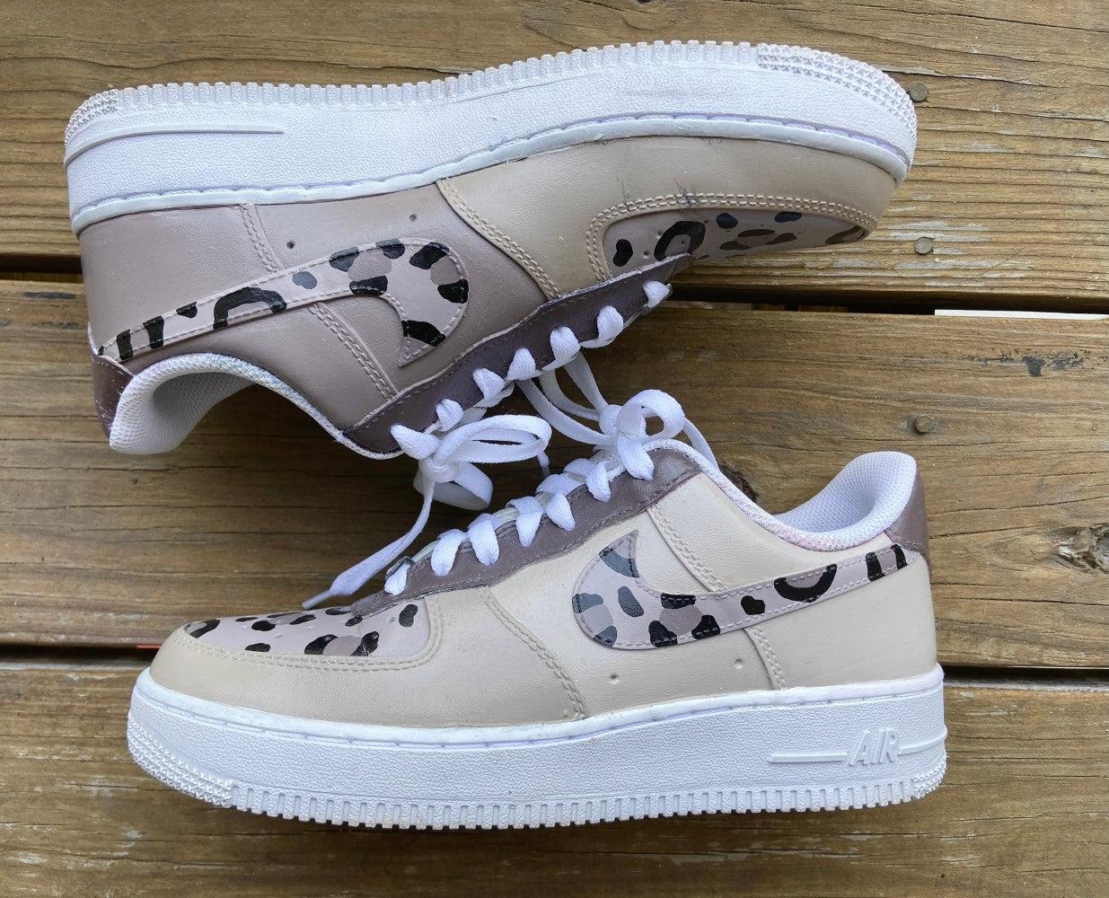 Beige leopard print Custom Air Force 1-shecustomize