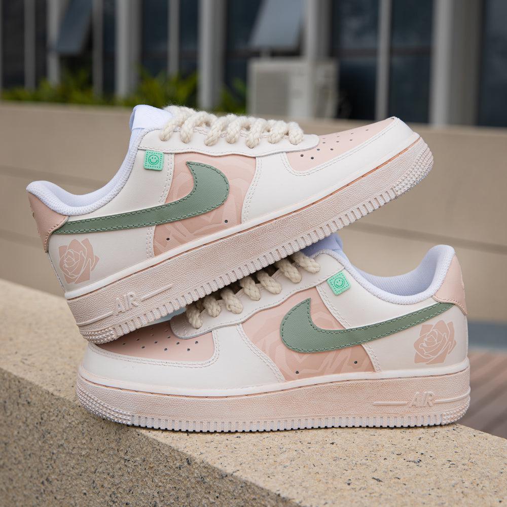Beige Rose Air Force 1s Custom Shoes Sneakers-shecustomize