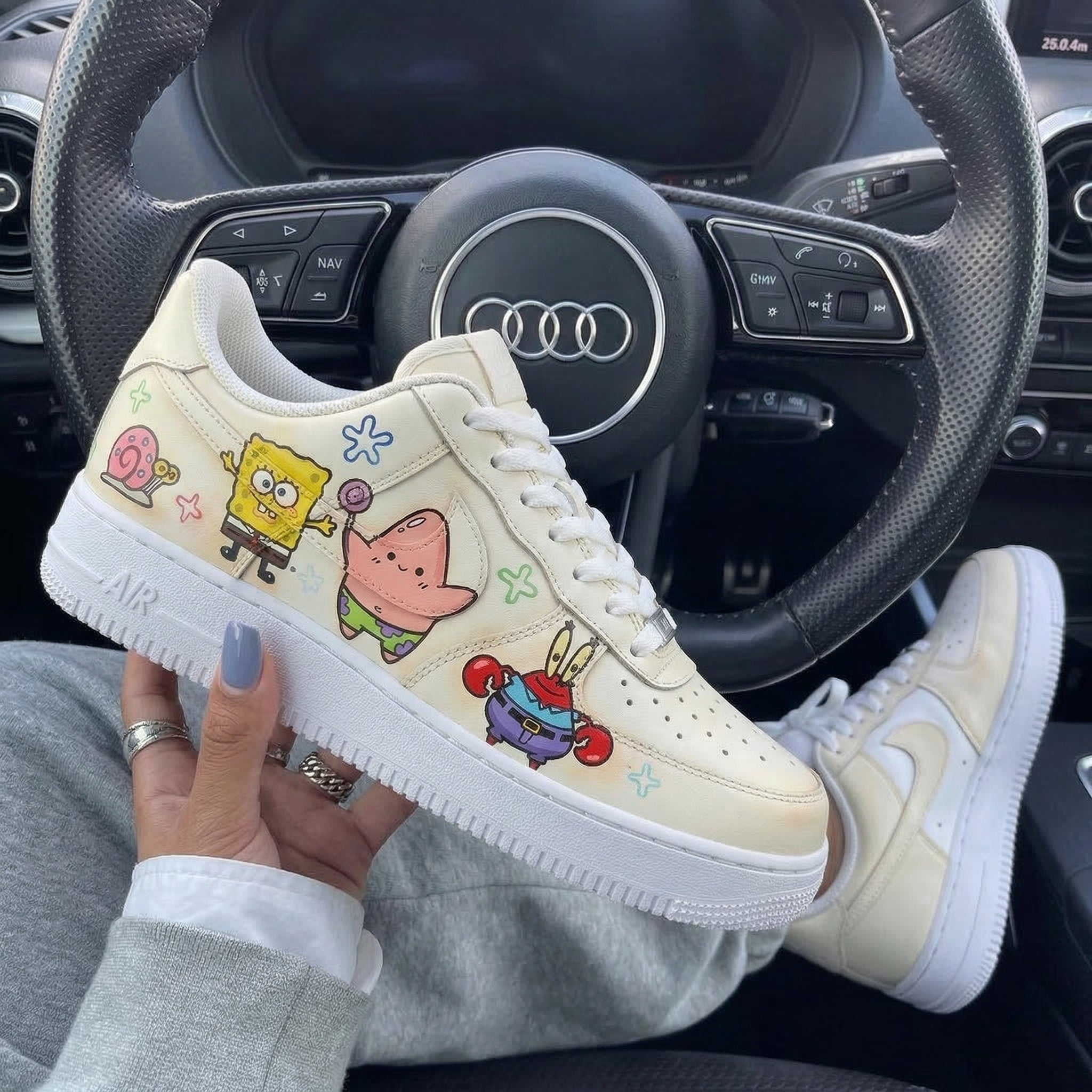 Beige SpongeBob Cartoon Characters Custom Air Force 1-shecustomize