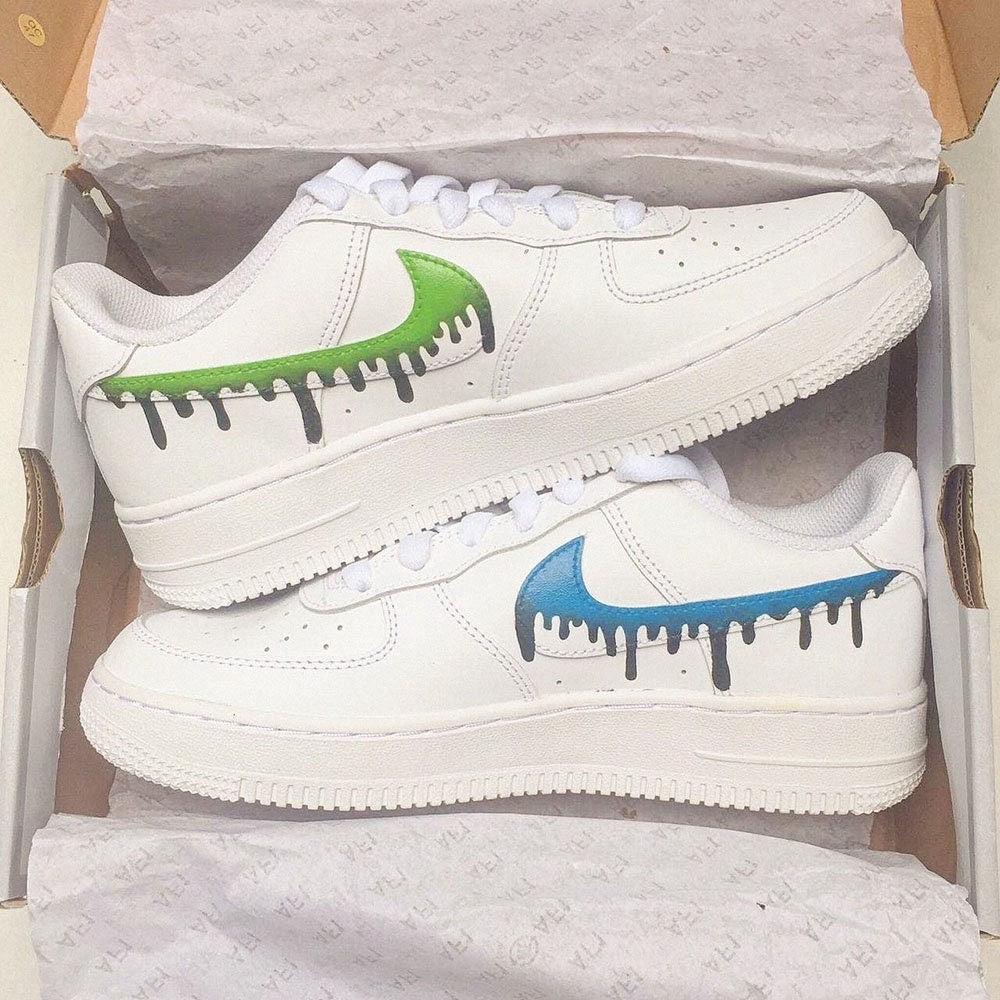 Billie Eilish Blue And Green Custom Air Force 1-shecustomize