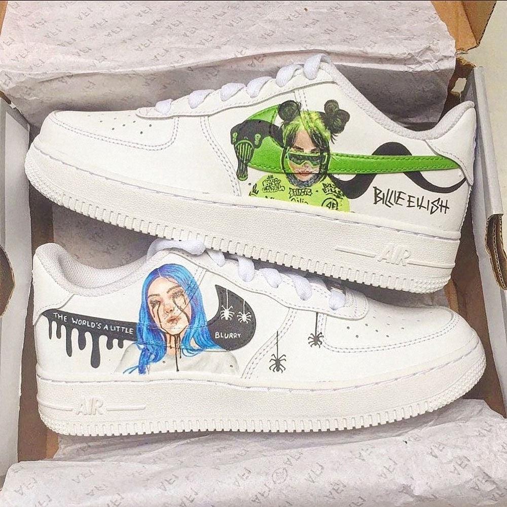 Billie Eilish Blue And Green Custom Air Force 1-shecustomize
