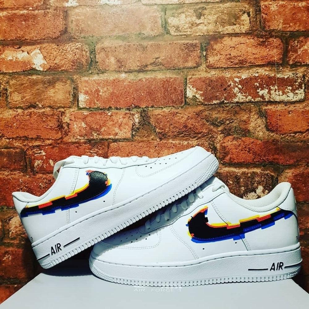 Black 3D Swoosh Custom Air Force 1-shecustomize