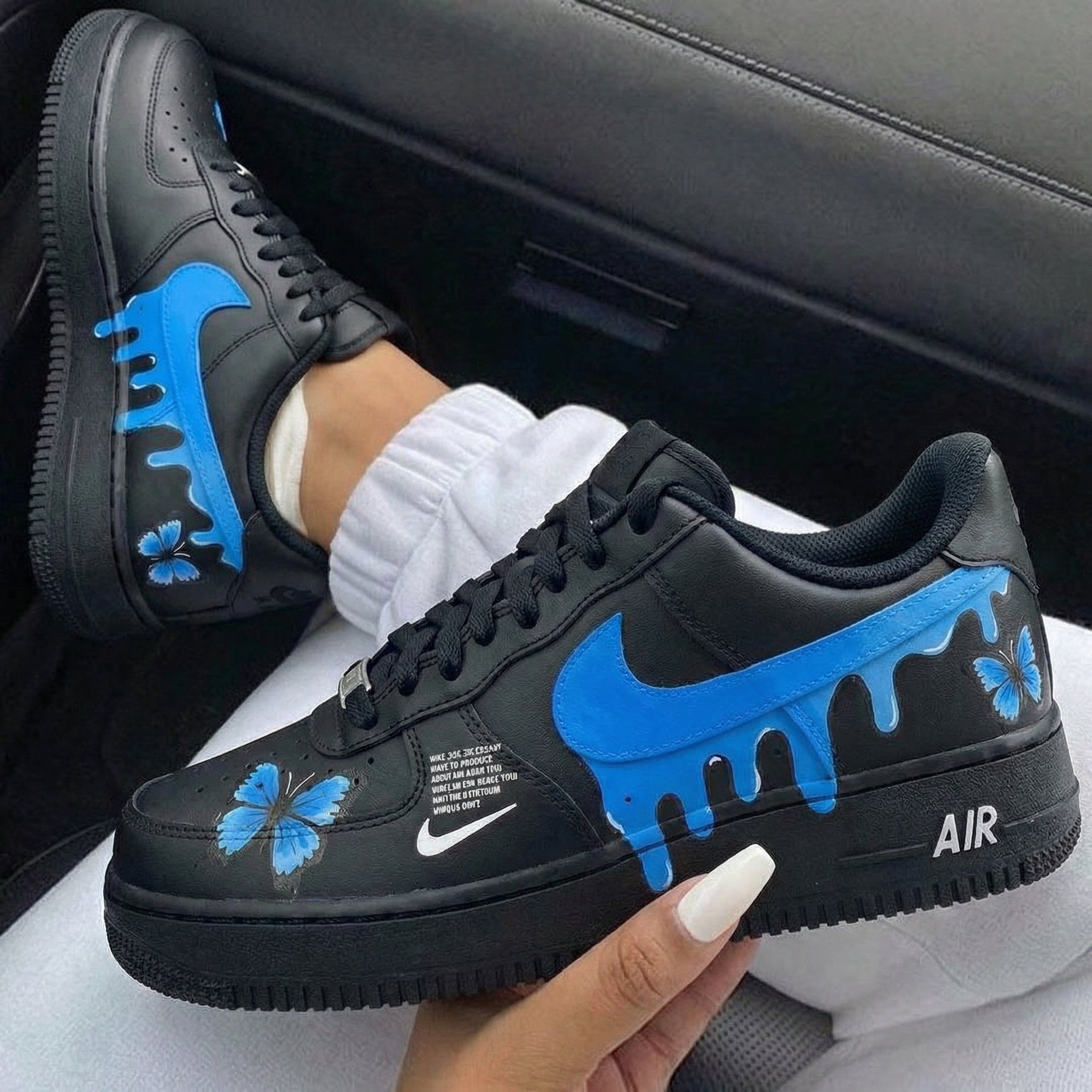 Black Blue Drip Butterflies Custom Air Force 1-shecustomize