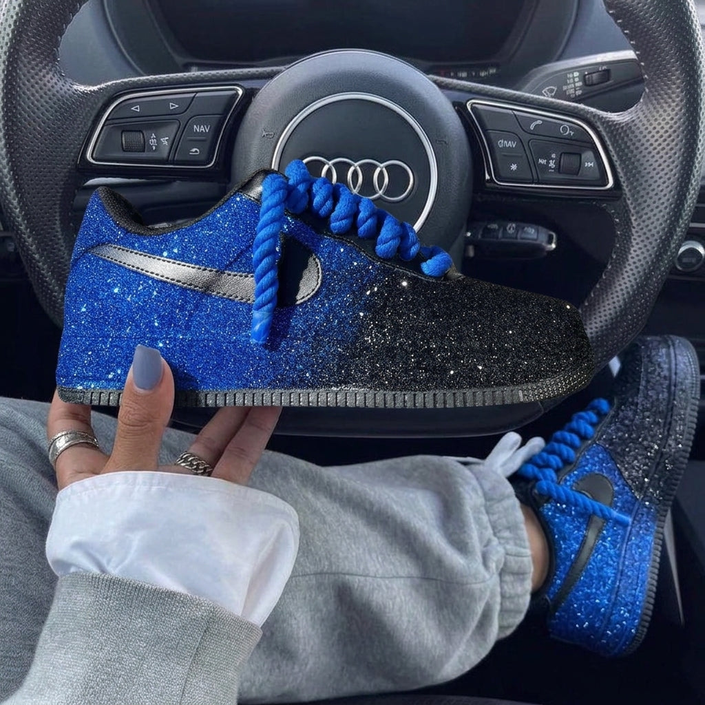 Black Blue Glitter Gradient Custom Air Force 1