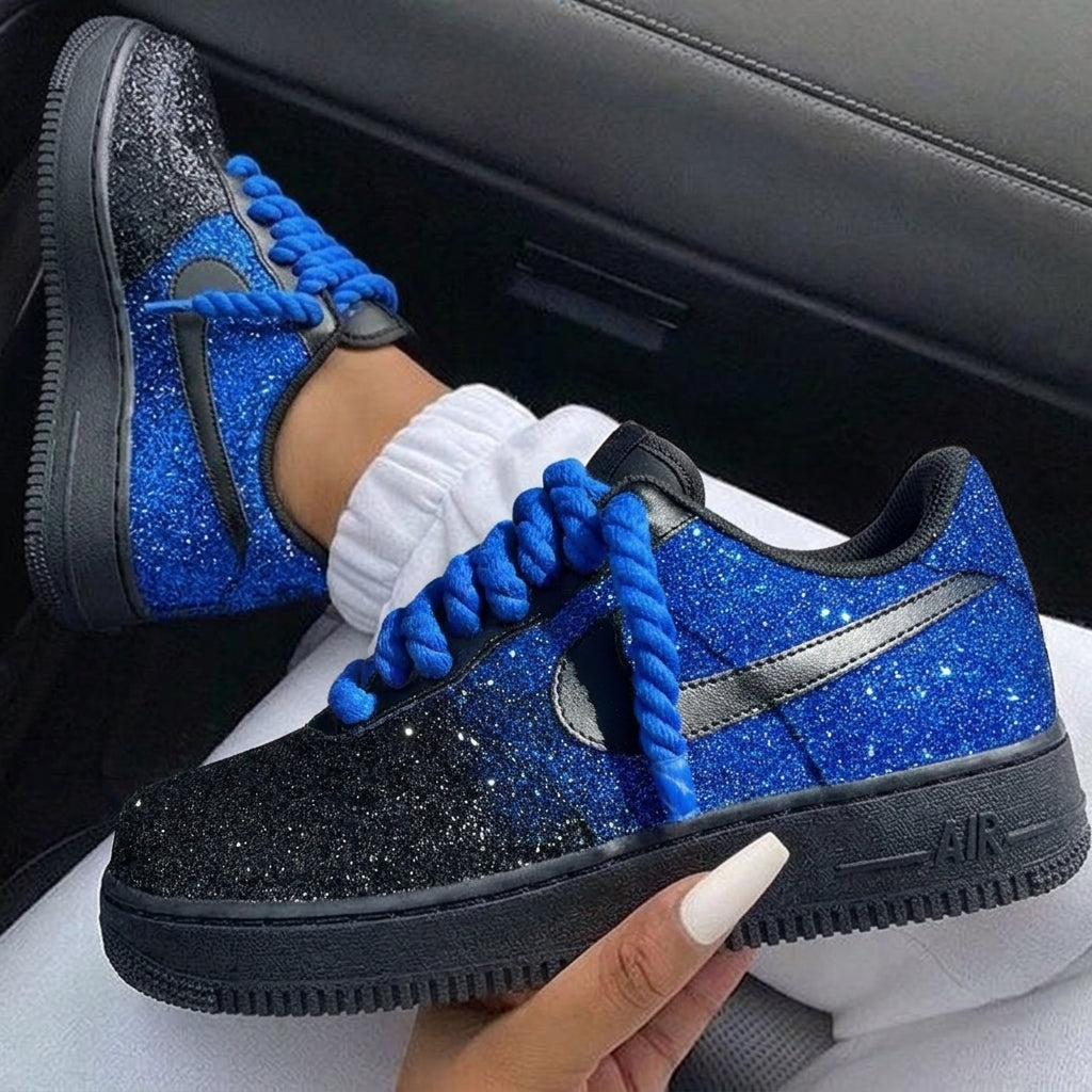 Black Blue Glitter Gradient Custom Air Force 1
