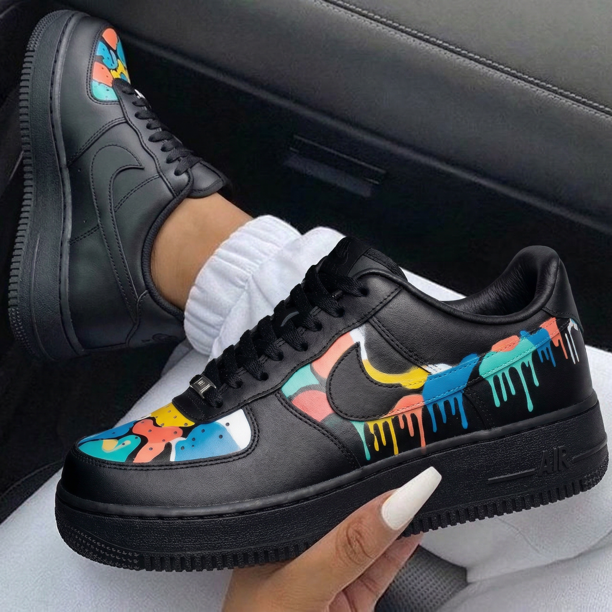 Black Colorful Dripping Graffiti Custom Air Force 1-shecustomize