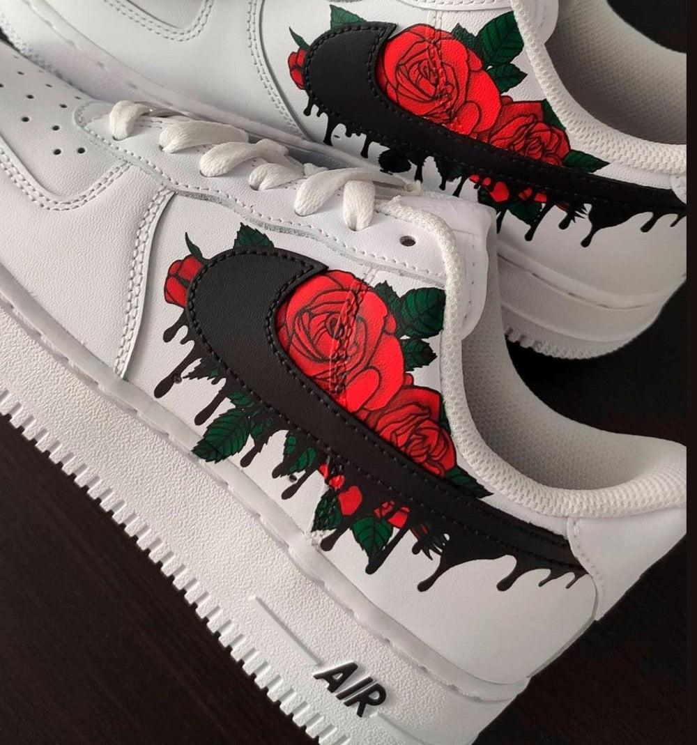 Black Drip Red Rose Custom Air Force 1-shecustomize