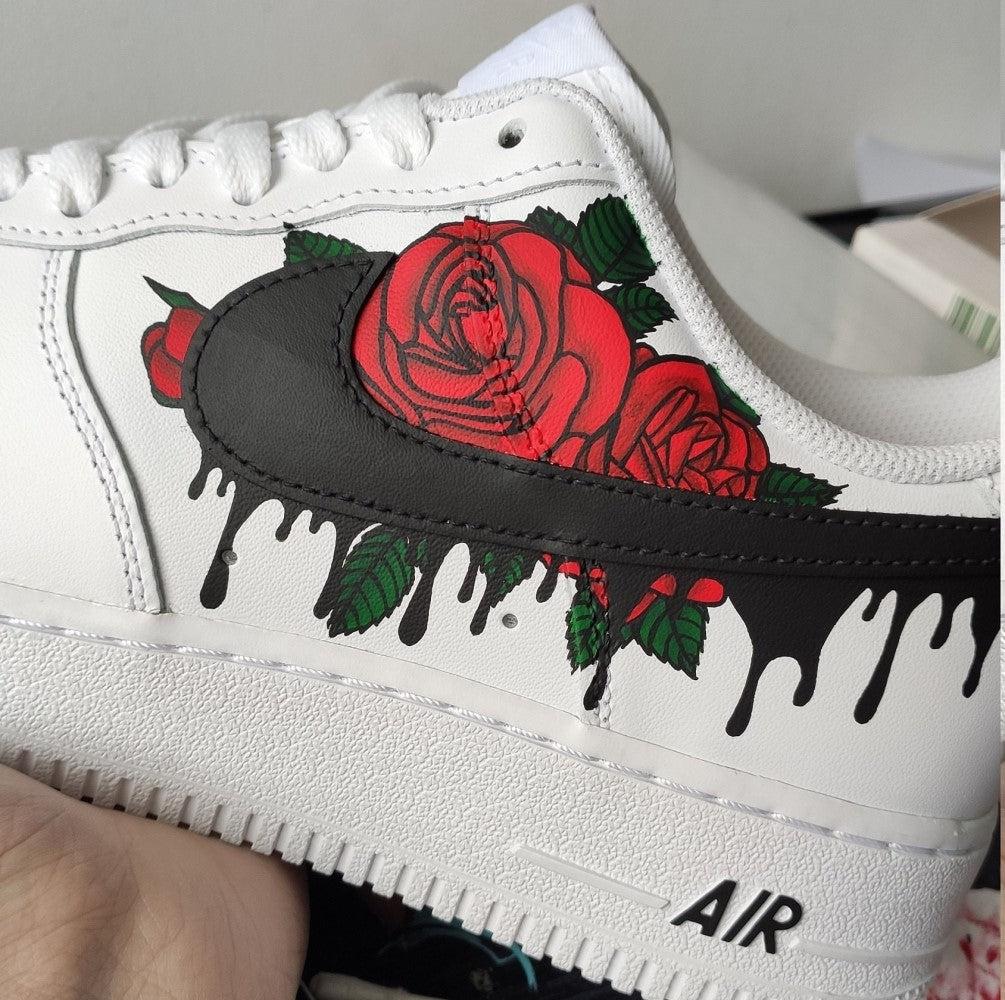 Black Drip Red Rose Custom Air Force 1-shecustomize