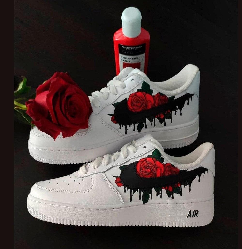 Black Drip Red Rose Custom Air Force 1-shecustomize