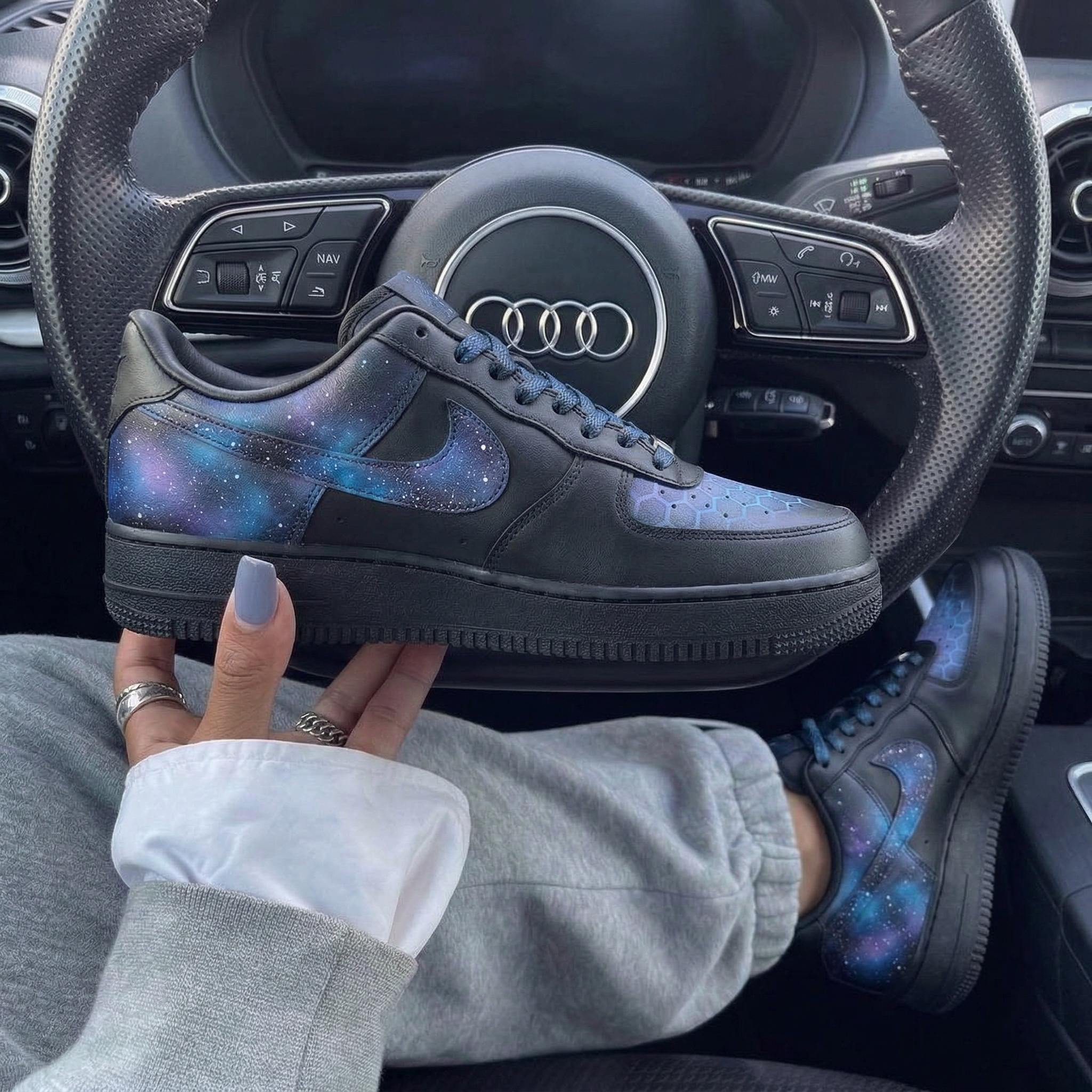 Black Galaxy Honeycomb Custom Air Force 1-shecustomize