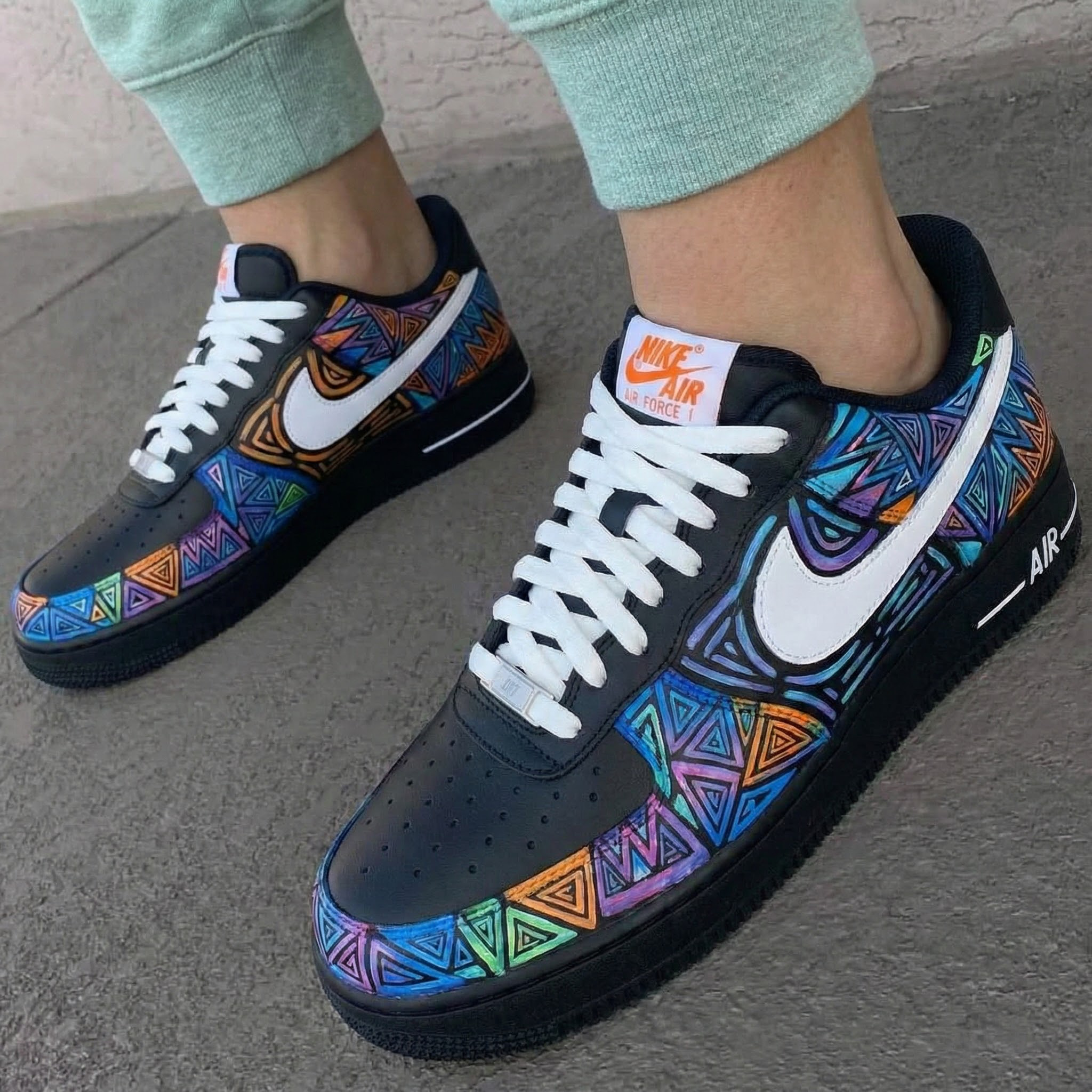 Black Geometric Pattern Custom Air Force 1-shecustomize