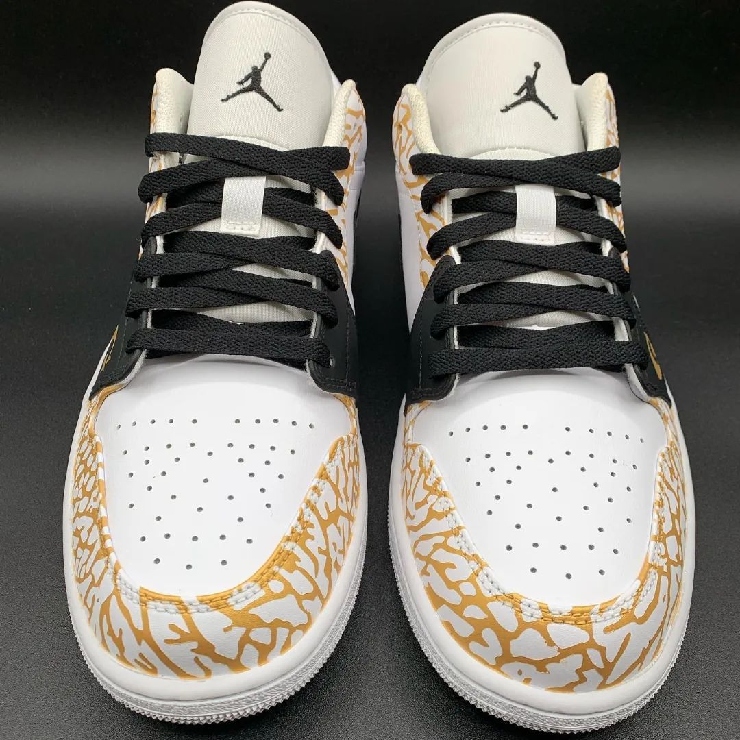 Black Gold Crackle GG Custom Air Jordan 1-shecustomize