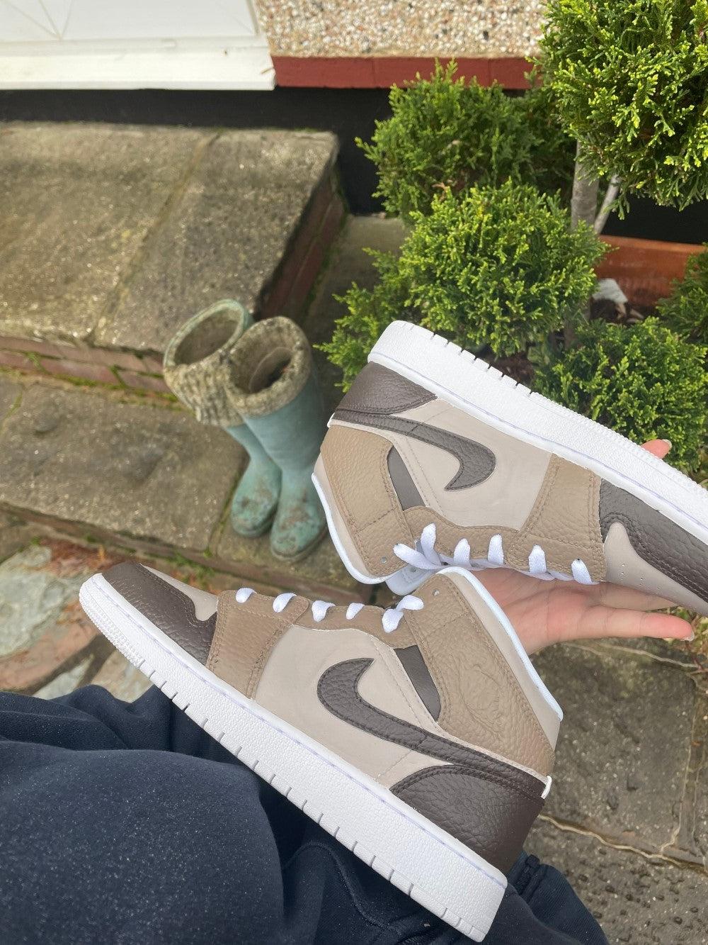 Black Gray khaki Custom Air Jordan 1-shecustomize